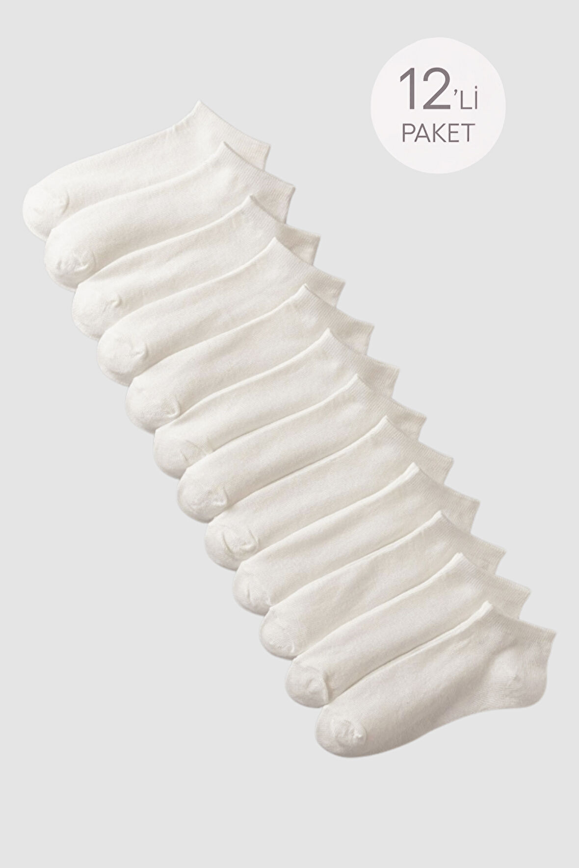 Unisex 12'li Basic Step Çorap Ekru