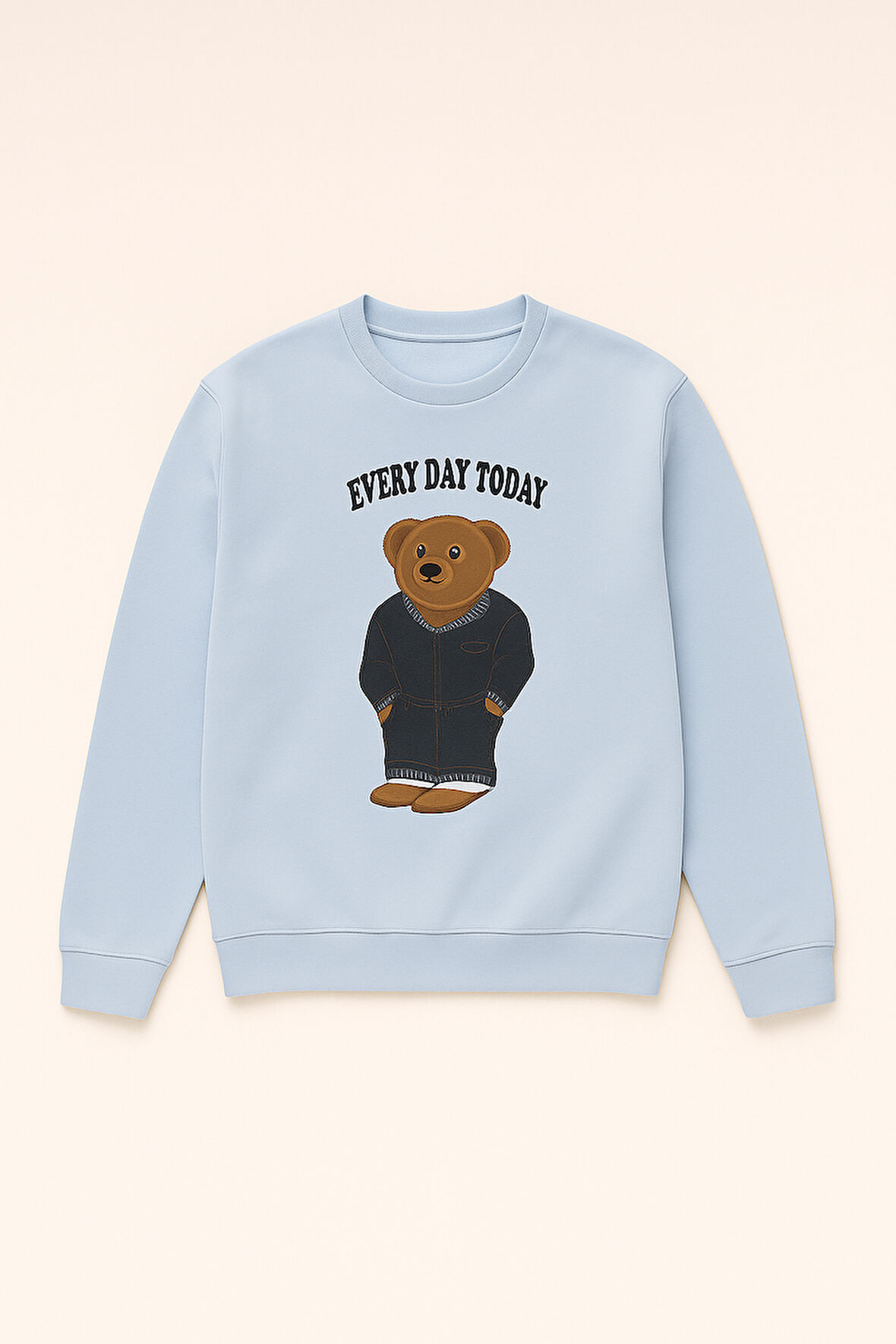 Erkek Çocuk Teddy Desenli Sweatshirt Pijama Üstü Mavi