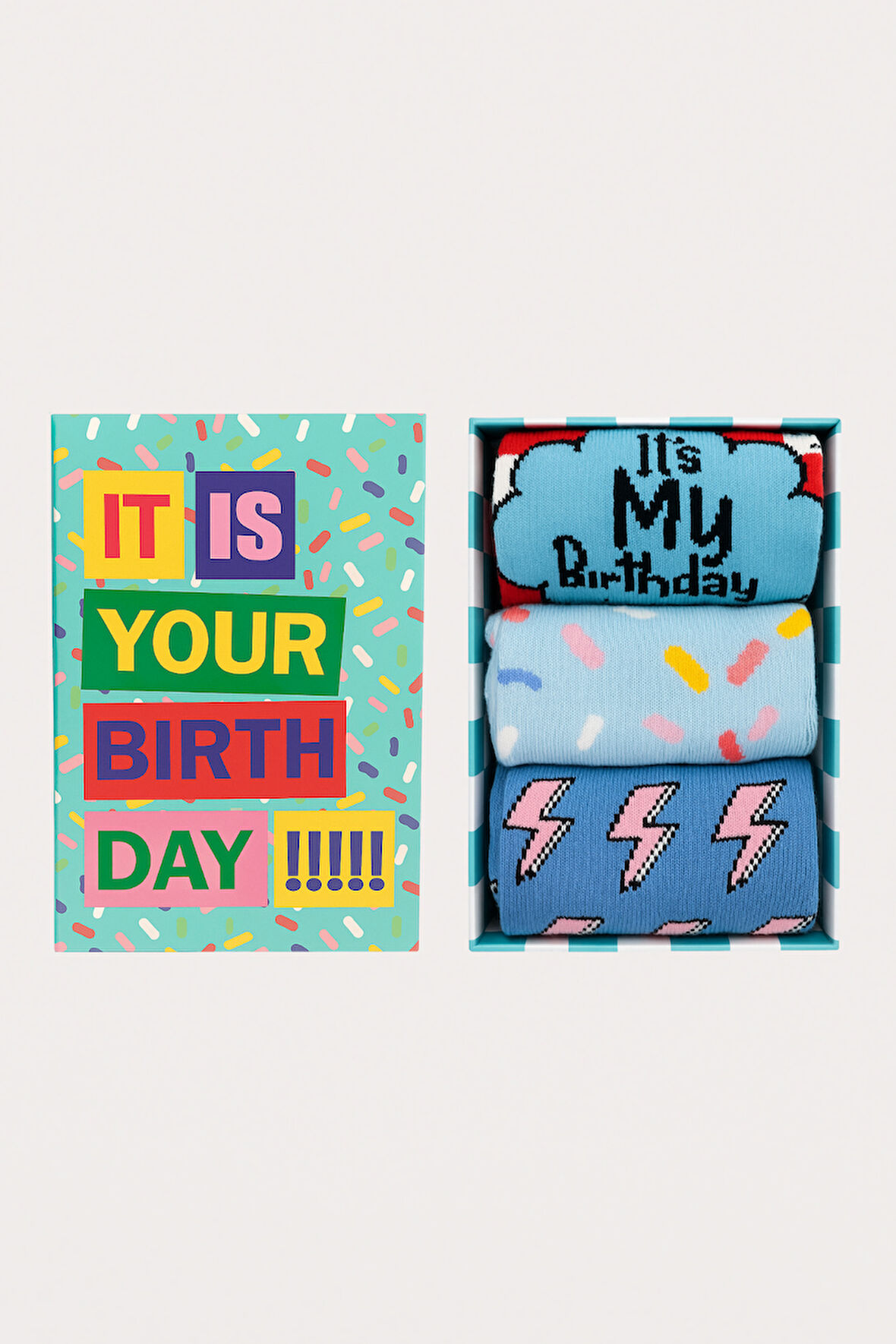 Unisex Birthday Kutulu 3'lü Soket Çorap