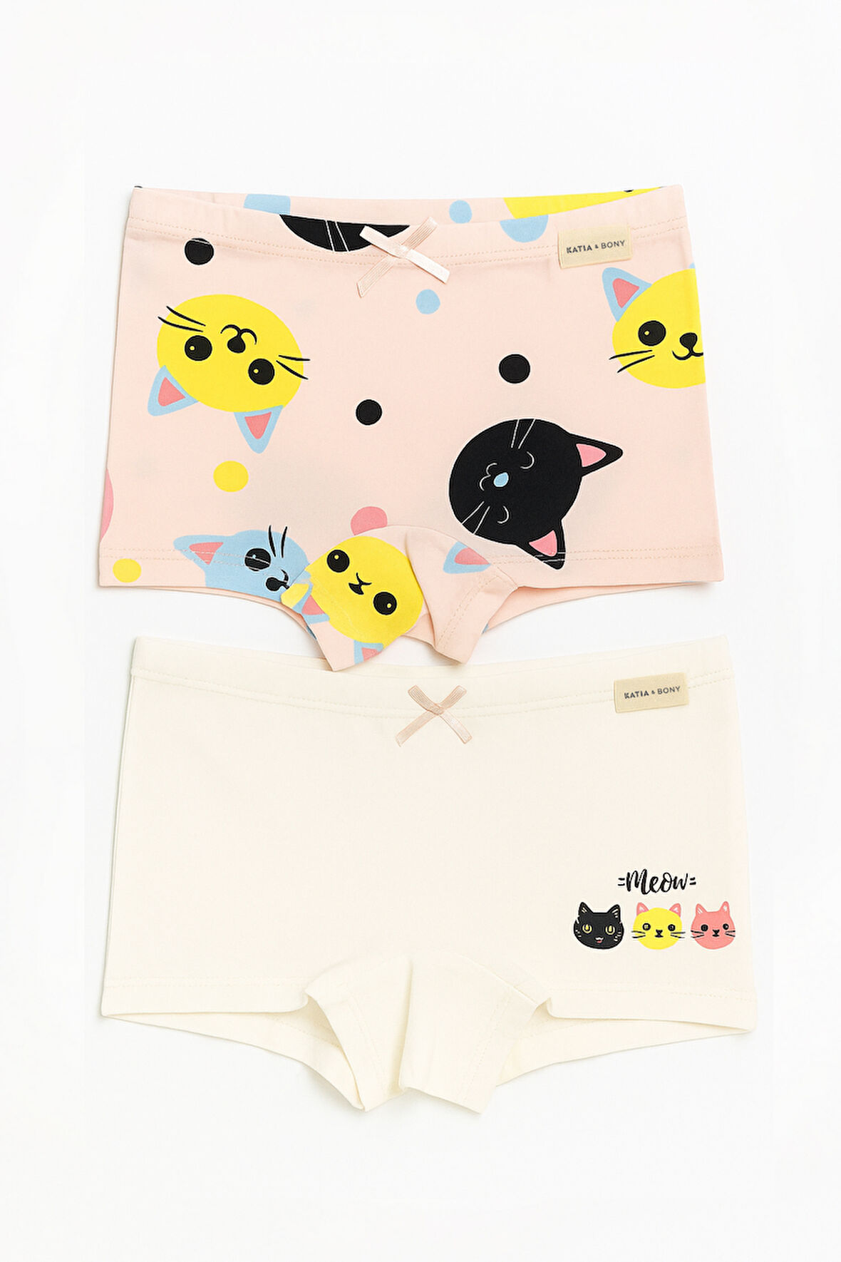 Kız Çocuk Kedi Desenli 2'li Boxer Açık Pembe