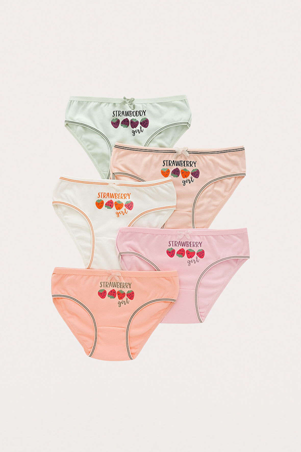 Kız Çocuk Çilek Desenli 5'li Külot