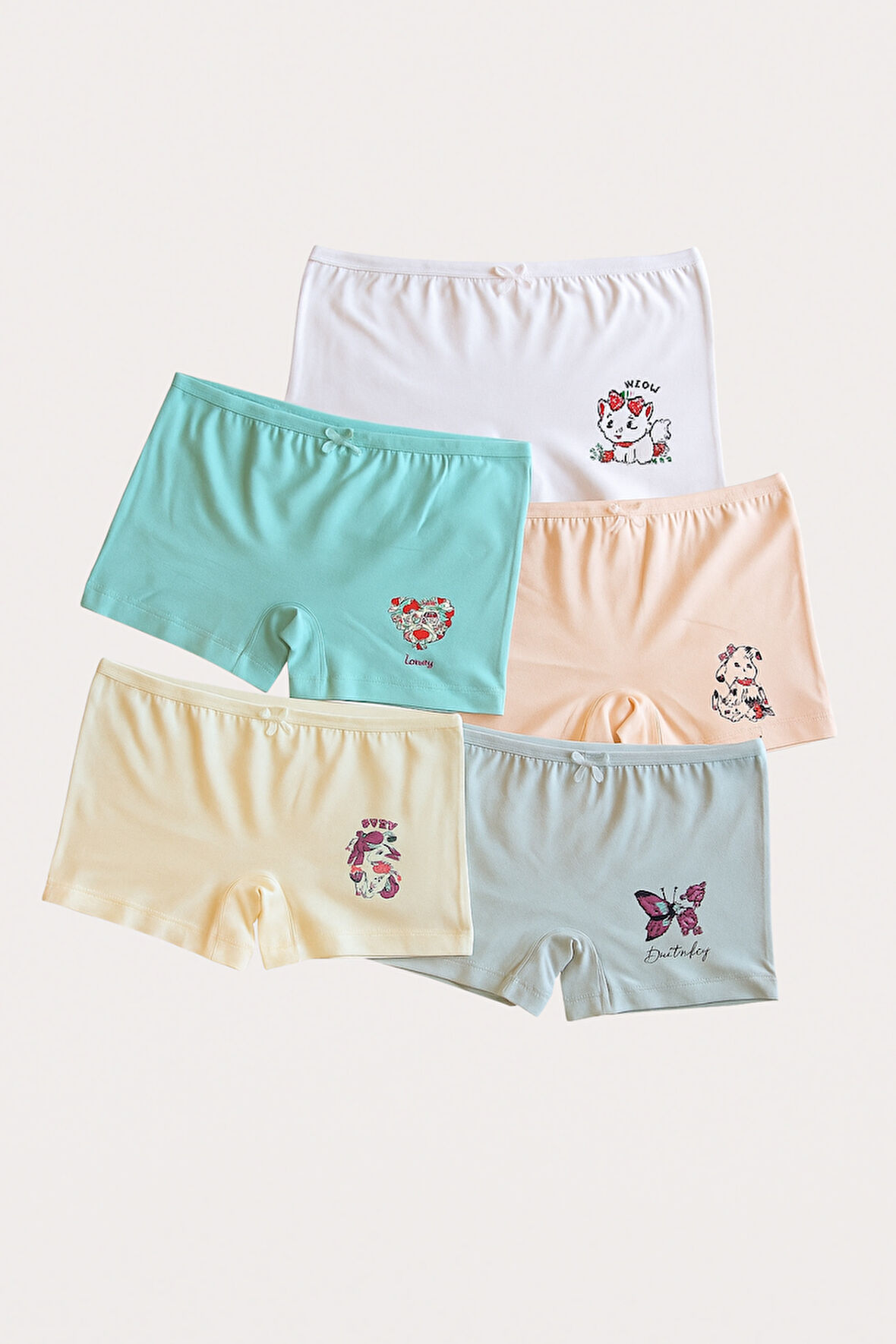 Kız Çocuk Desenli 5'li Boxer