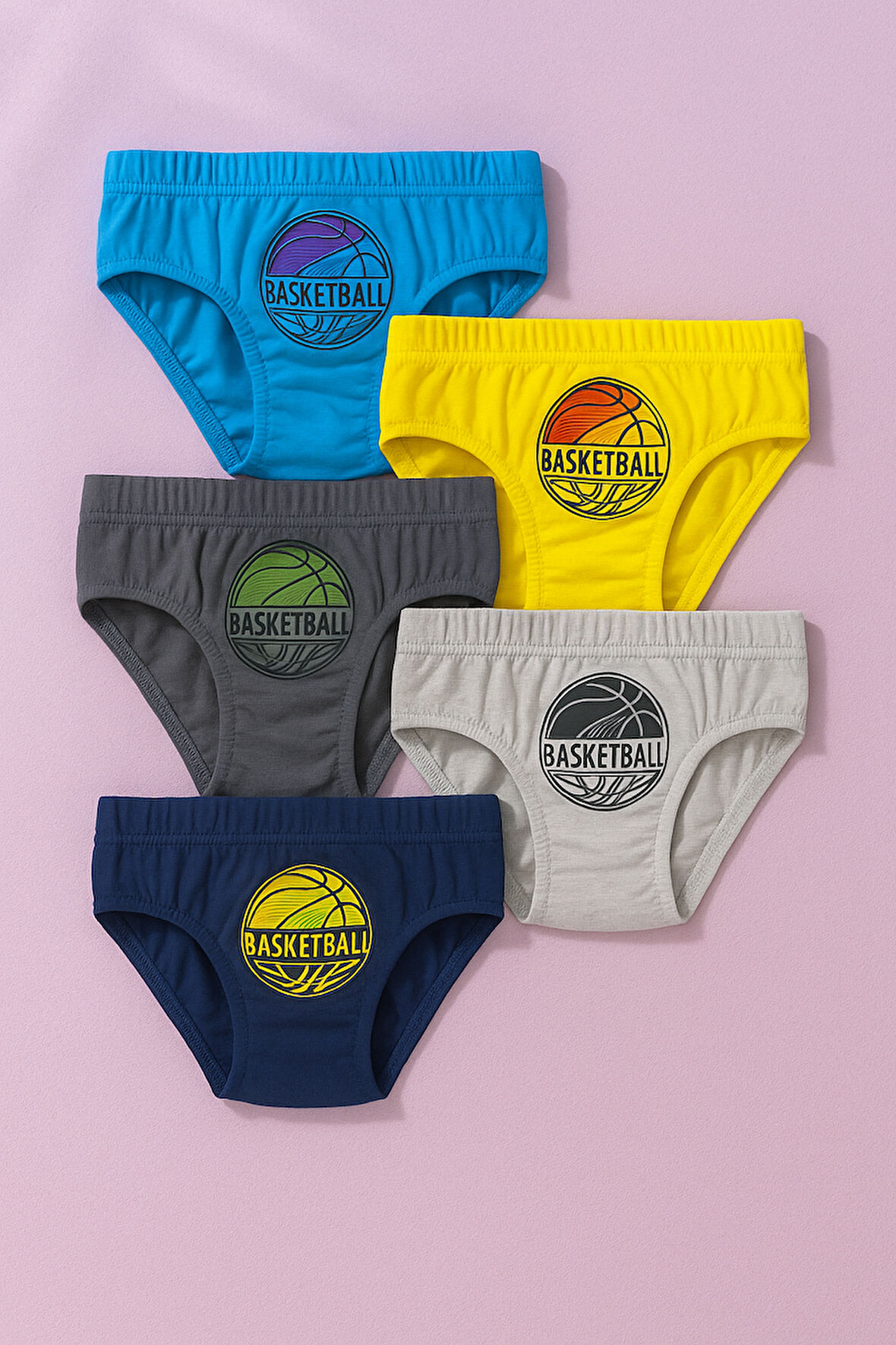 Erkek Çocuk Basketbol 5'li Slip Külot