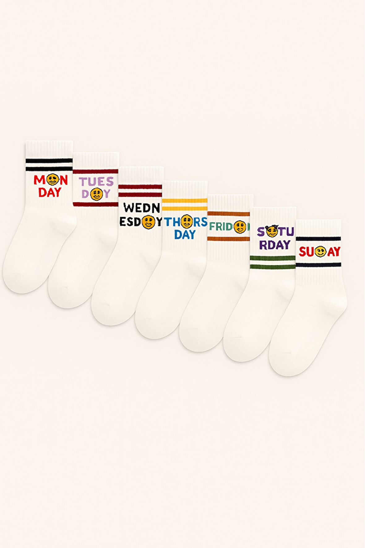 Çocuk 7'li Haftanın Günleri Baskılı Soket Çorap 