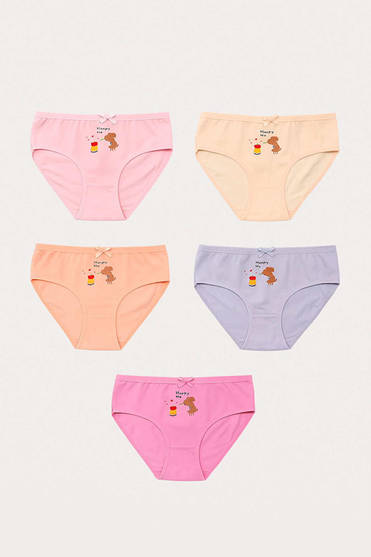 Kız Çocuk Fil Baskılı 5'li Slip Külot