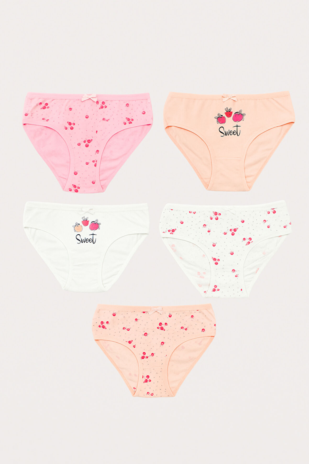 Kız Çocuk Çilek Baskılı 5'li Slip Külot