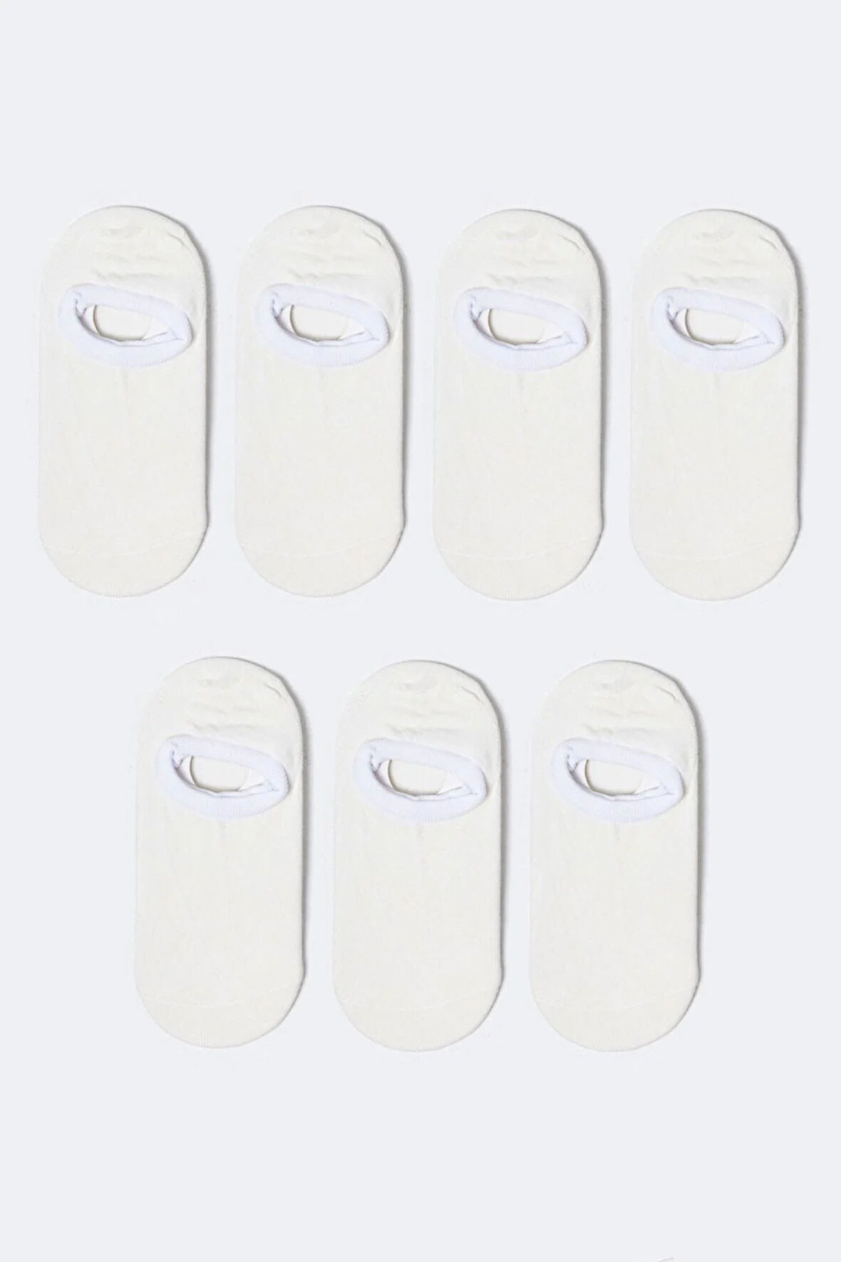 Unisex 7'li Paket Sneakers Patik Çorap Beyaz