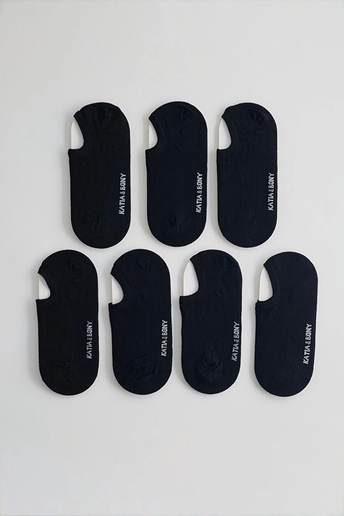 Unisex 7'li Paket Sneakers Patik Çorap Siyah