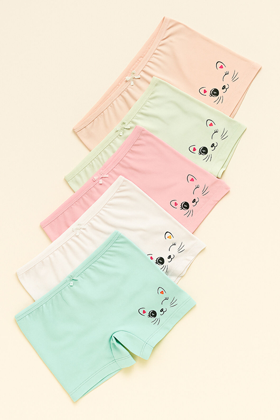 Kız Çocuk 5'li Kedi Desenli Boxer