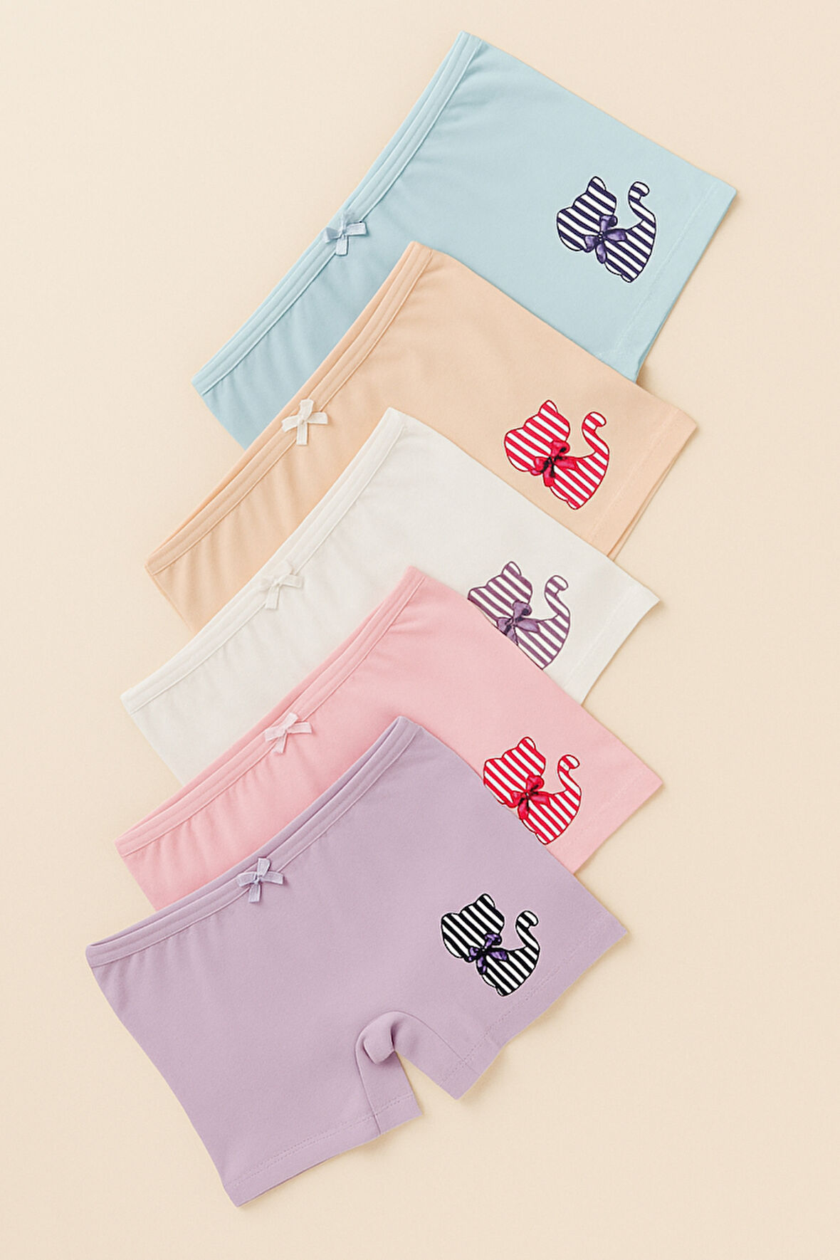 Kız Çocuk 5'li Kedi Desenli Boxer