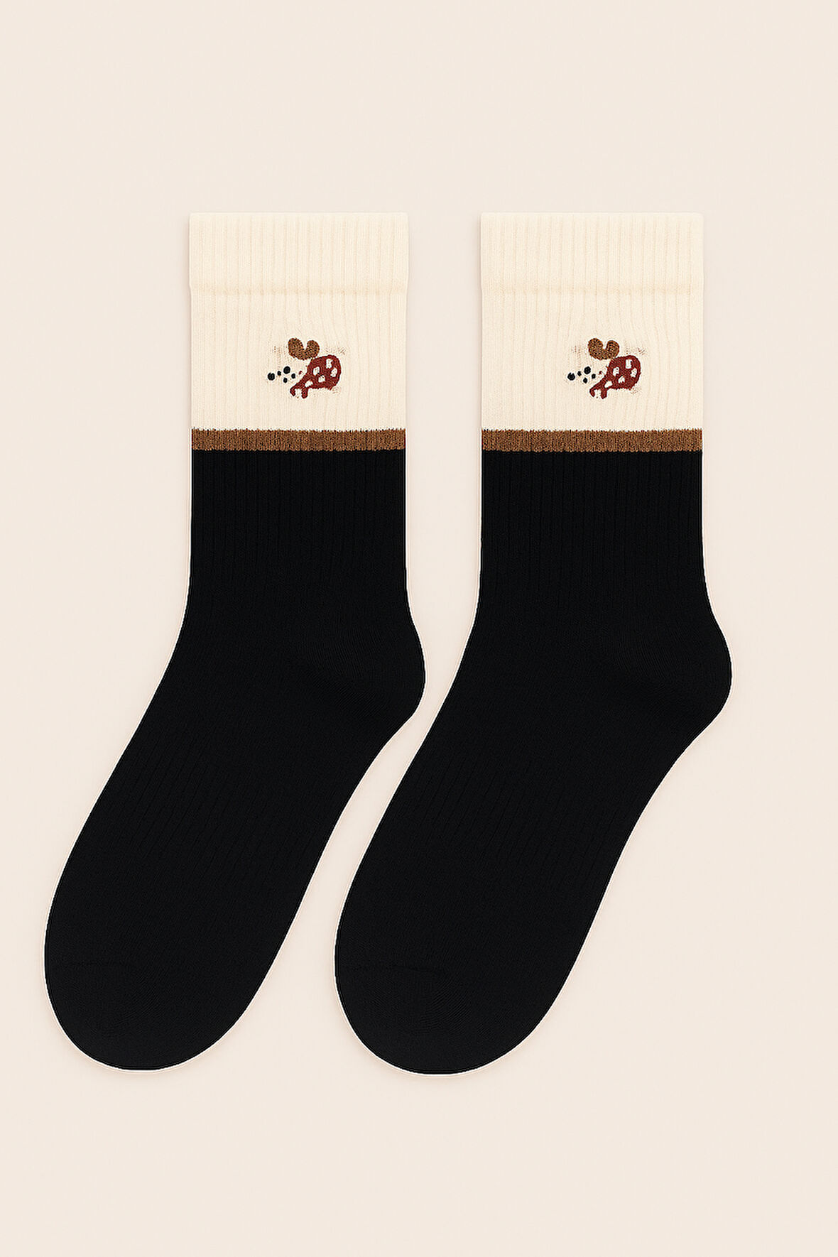 Unisex Köpek Nakışlı Soket Çorap Siyah