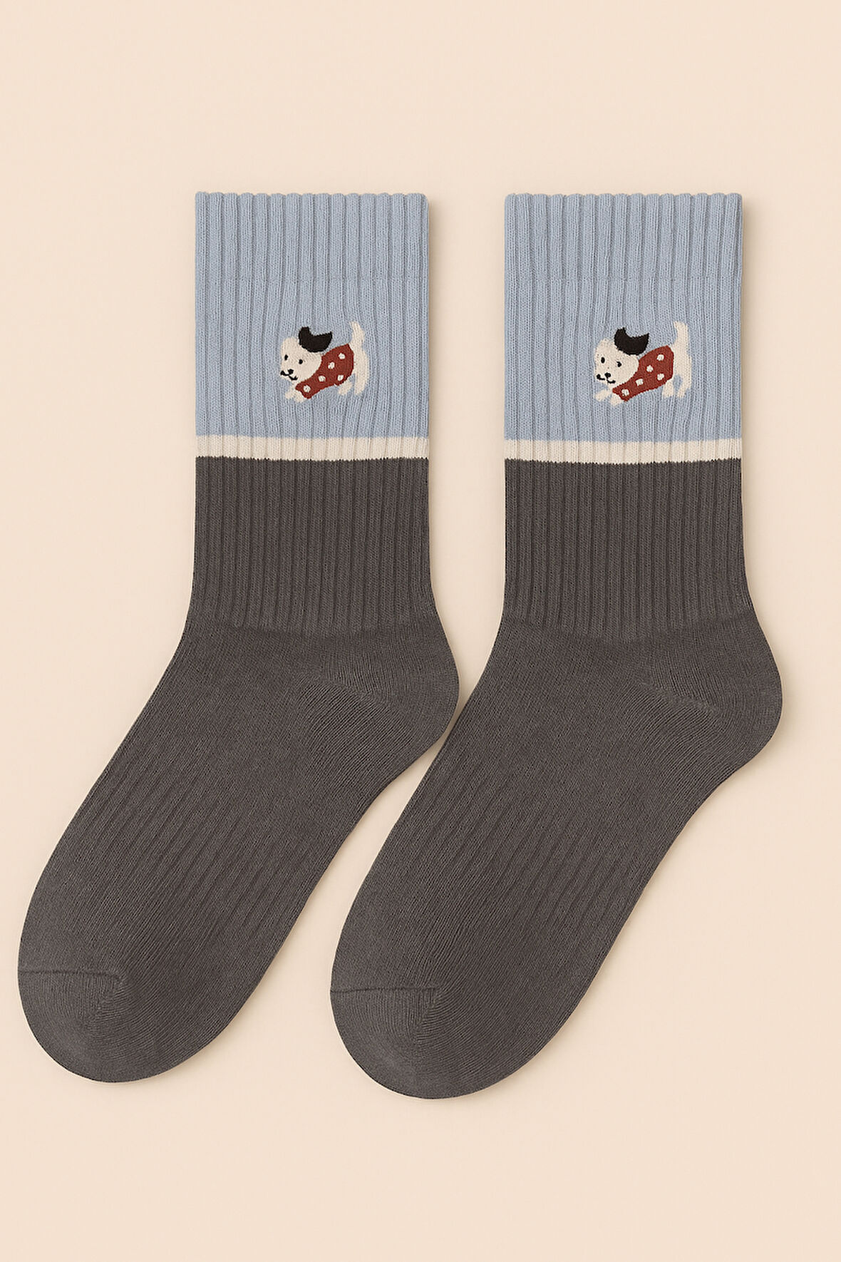 	Unisex Köpek Nakışlı Soket Çorap Mavi