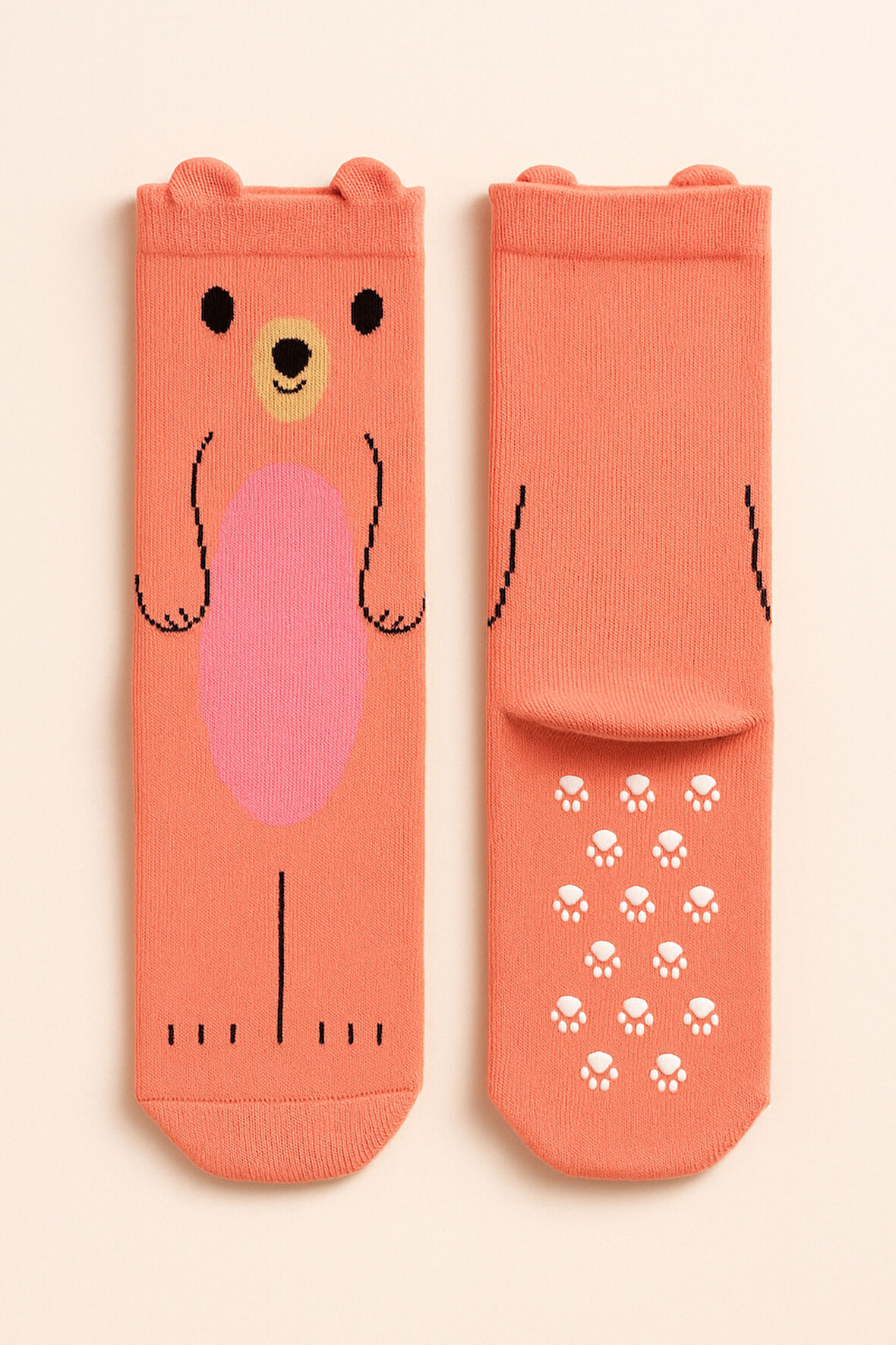 Kız Çocuk Ayıcık Desenli Soket Çorap Pembe