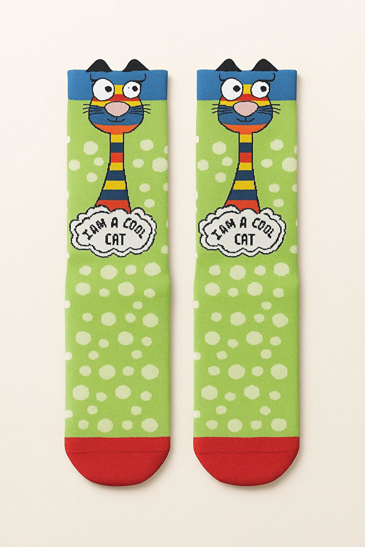 Çocuk Karikatür Figürlü Soket Çorap Yeşil