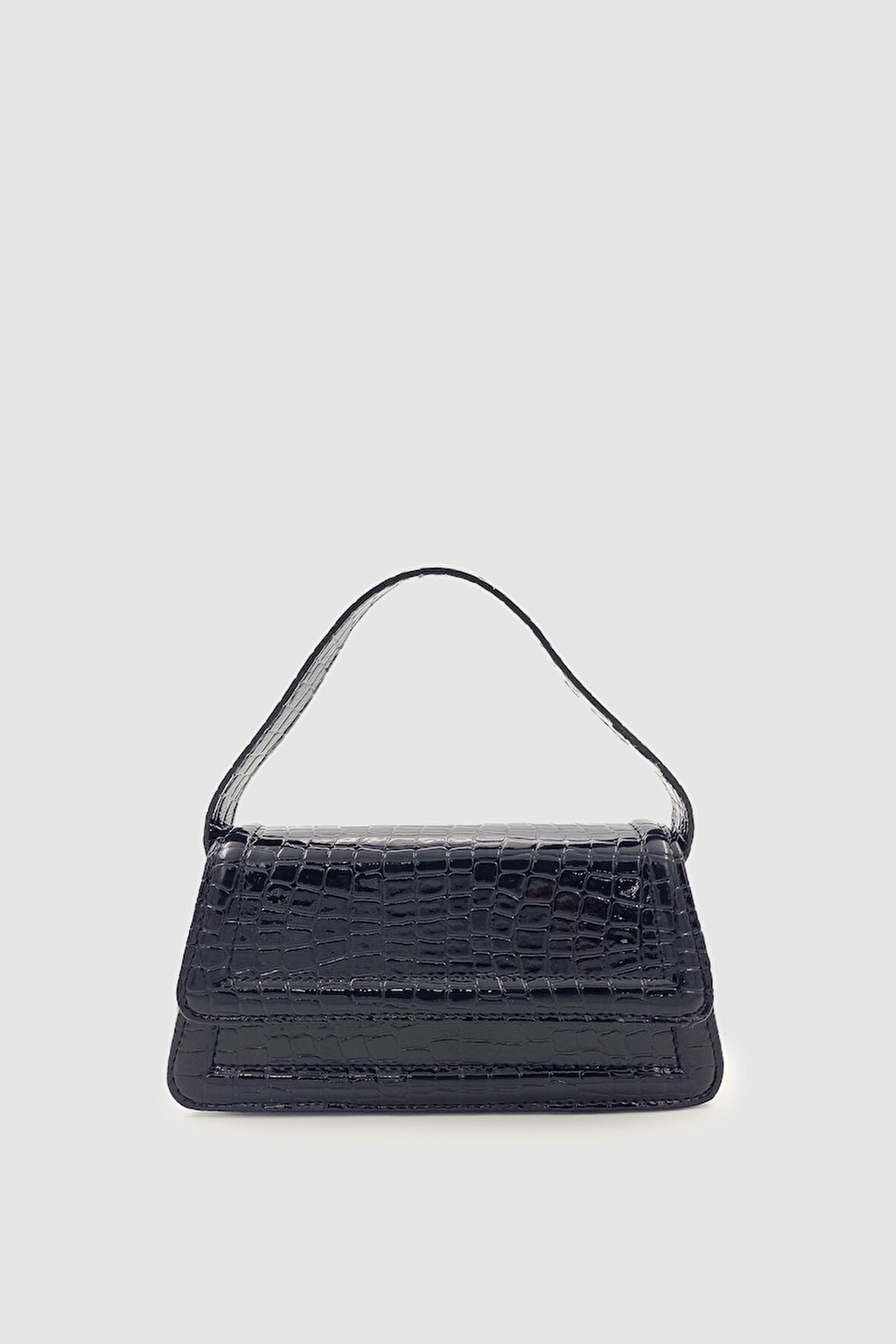 Olyra Mıknatıs Kapamalı Çapraz Askılı El Çantası Kroko Siyah