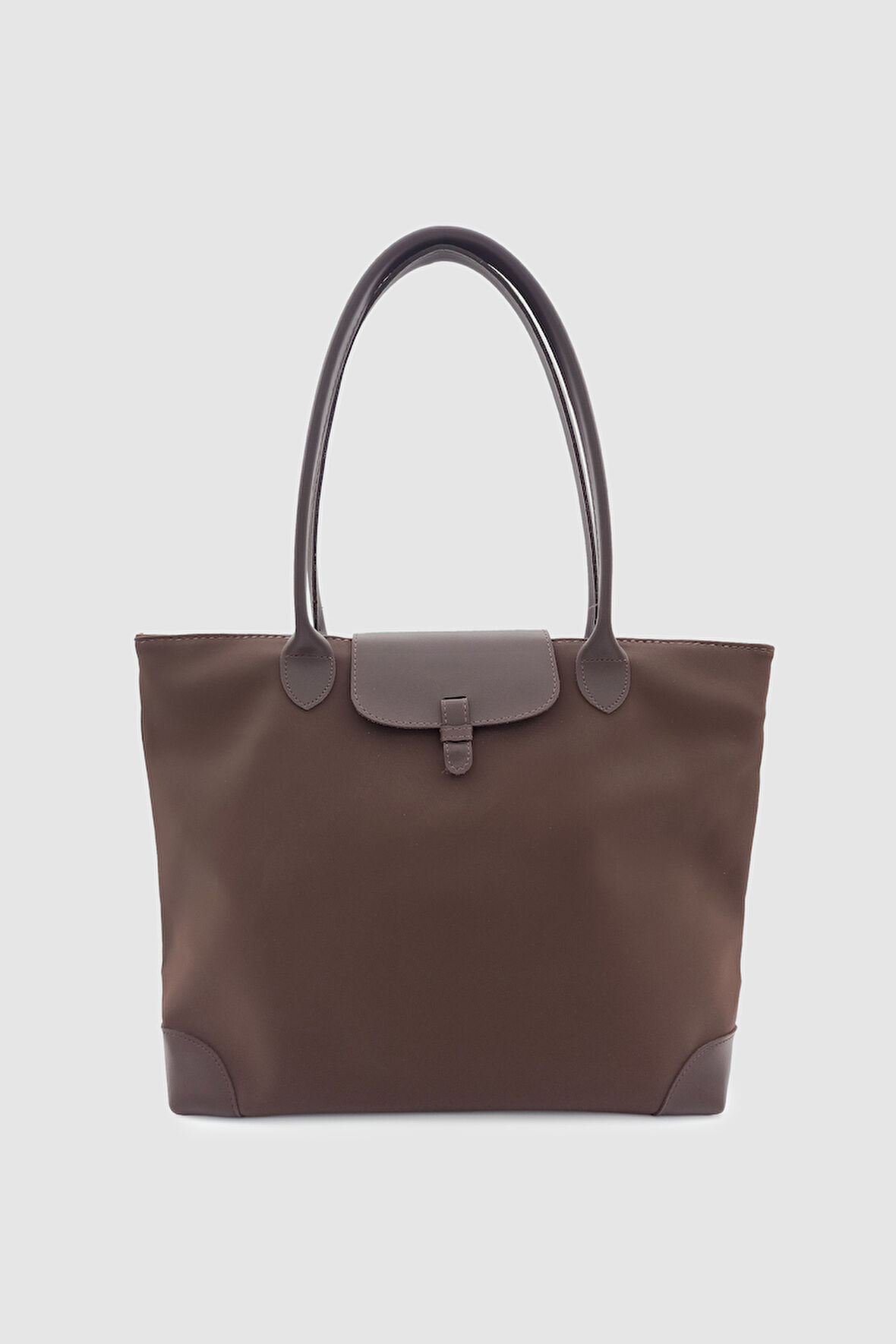 Lunir Mat Paraşüt Kumaş Büyük Boy Kol, El ve Omuz Çantası Acı Kahve