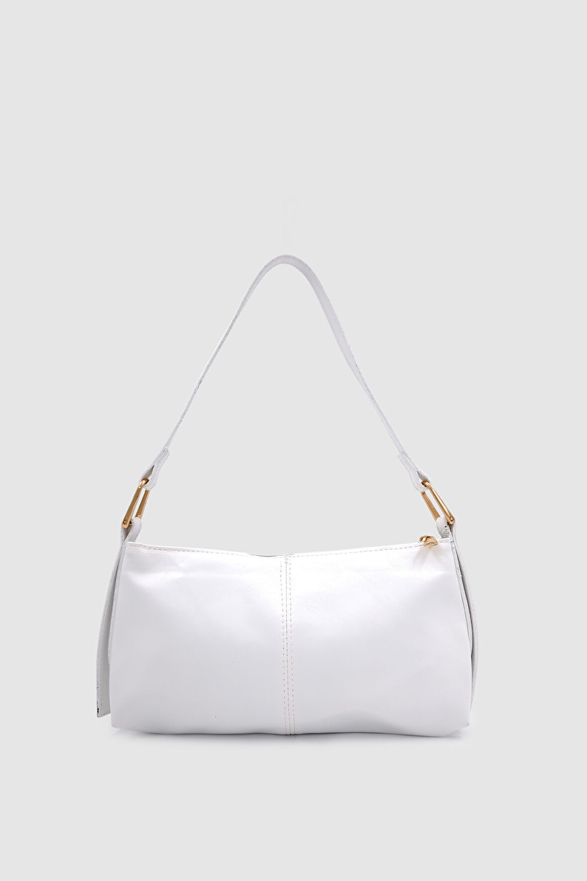 Zeiri Yumuşak Crescent Form Gold Halkalı El, Kol ve Omuz Çantası Beyaz