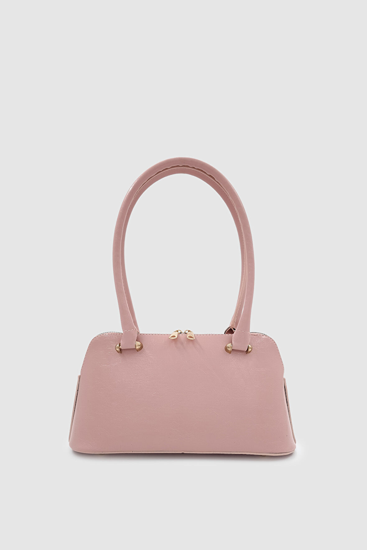 Nolvi Parlak Görünümlü Tek Bölmeli Kol, El ve Omuz Çantası Pembe