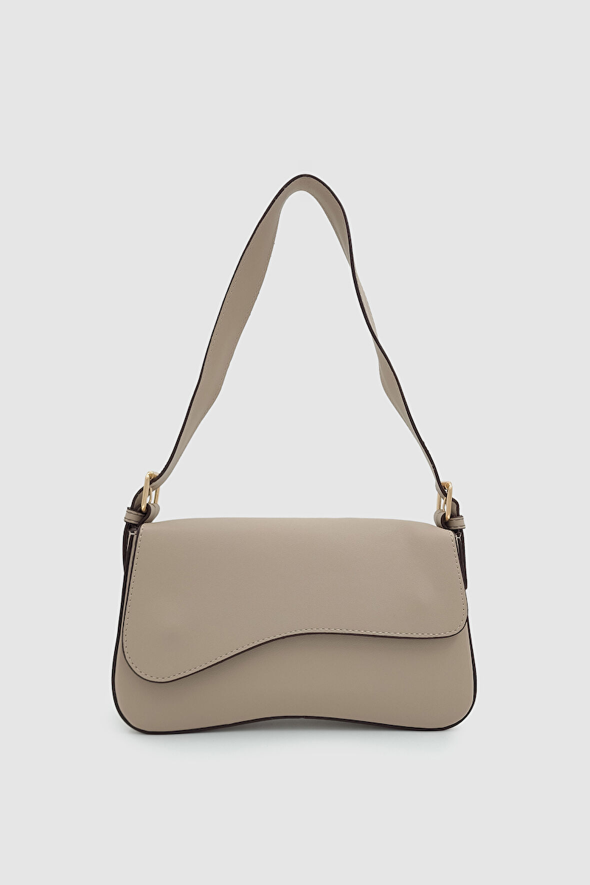 Glose Sert Dokulu Ayarlanabilir Askılı Baget Omuz Çantası Krem