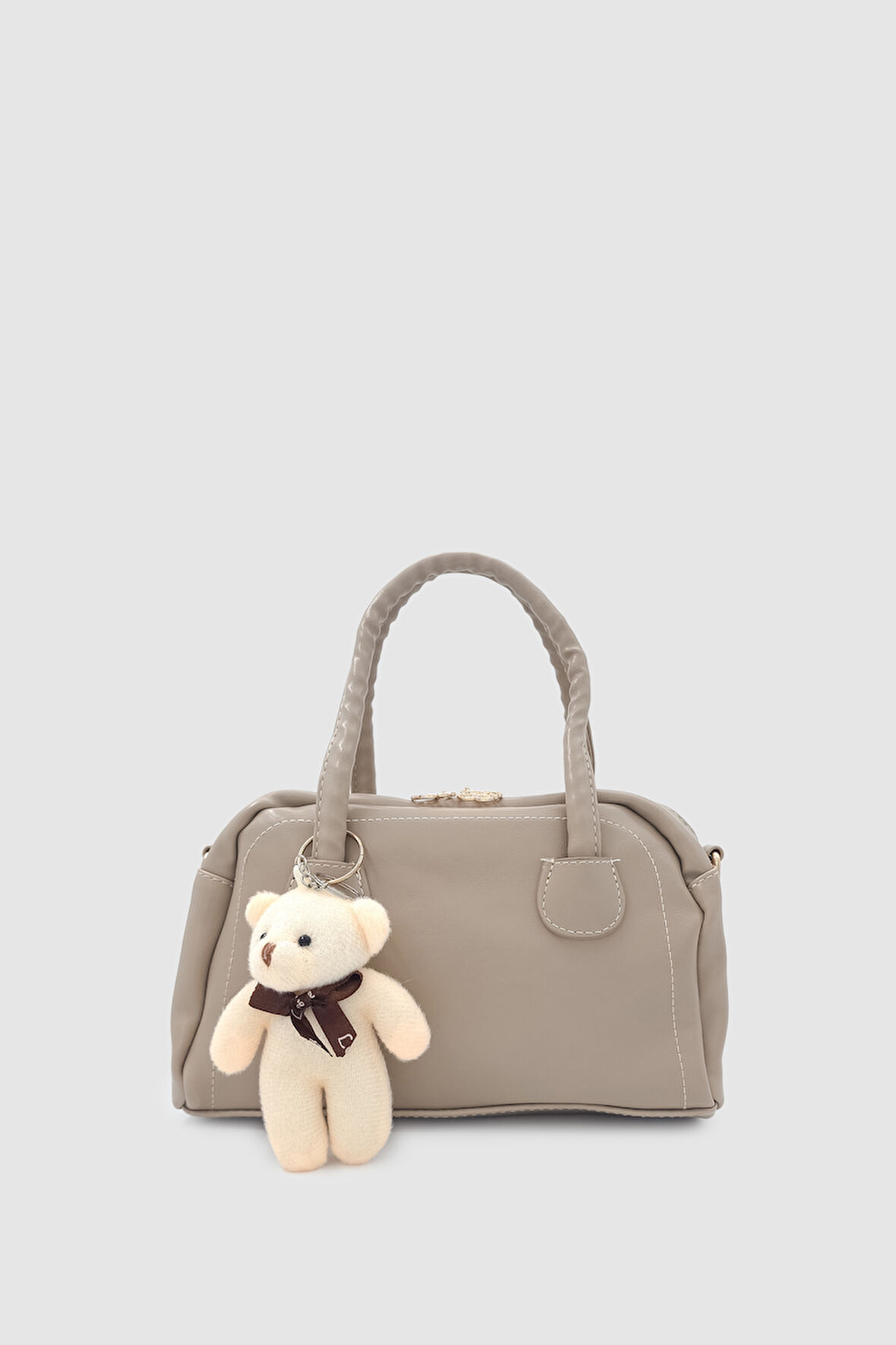 Suera Ayıcık Charmlı Günlük Mini Tote Çapraz Askılı El ve Kol Çantası Vizon