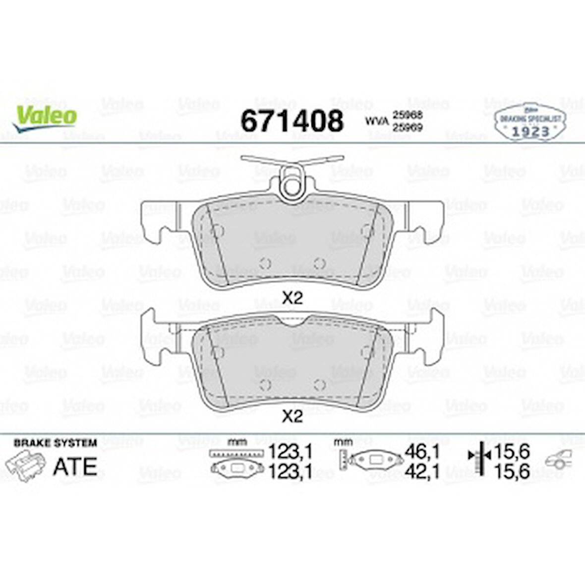 Psa Arka Fren Balatası P308 II 13> - Valeo 671408