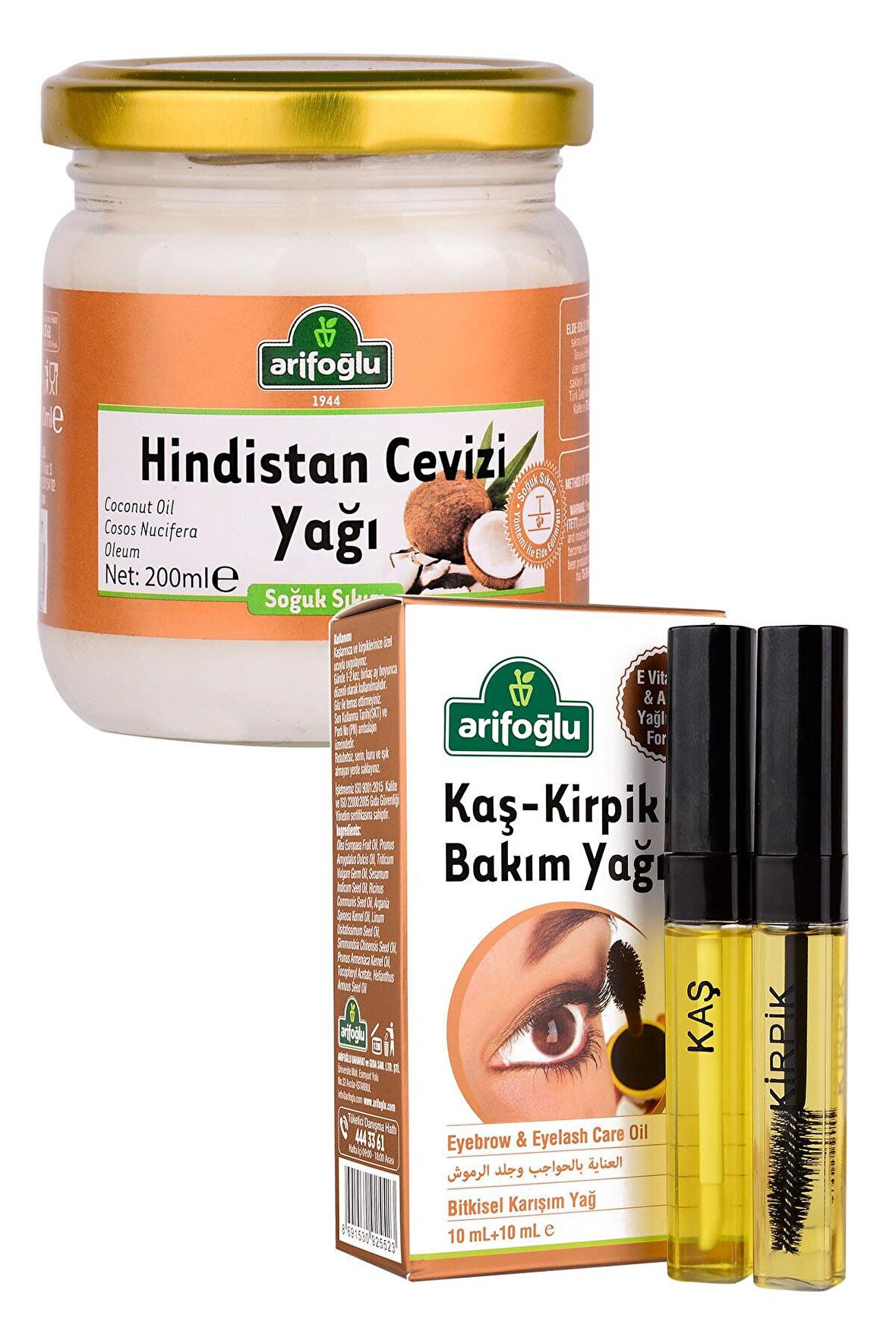 Arifoğlu Hindistan Cevizi Yağı 200ml x Kaş Kirpik Bakım Yağı 10ml+10ml