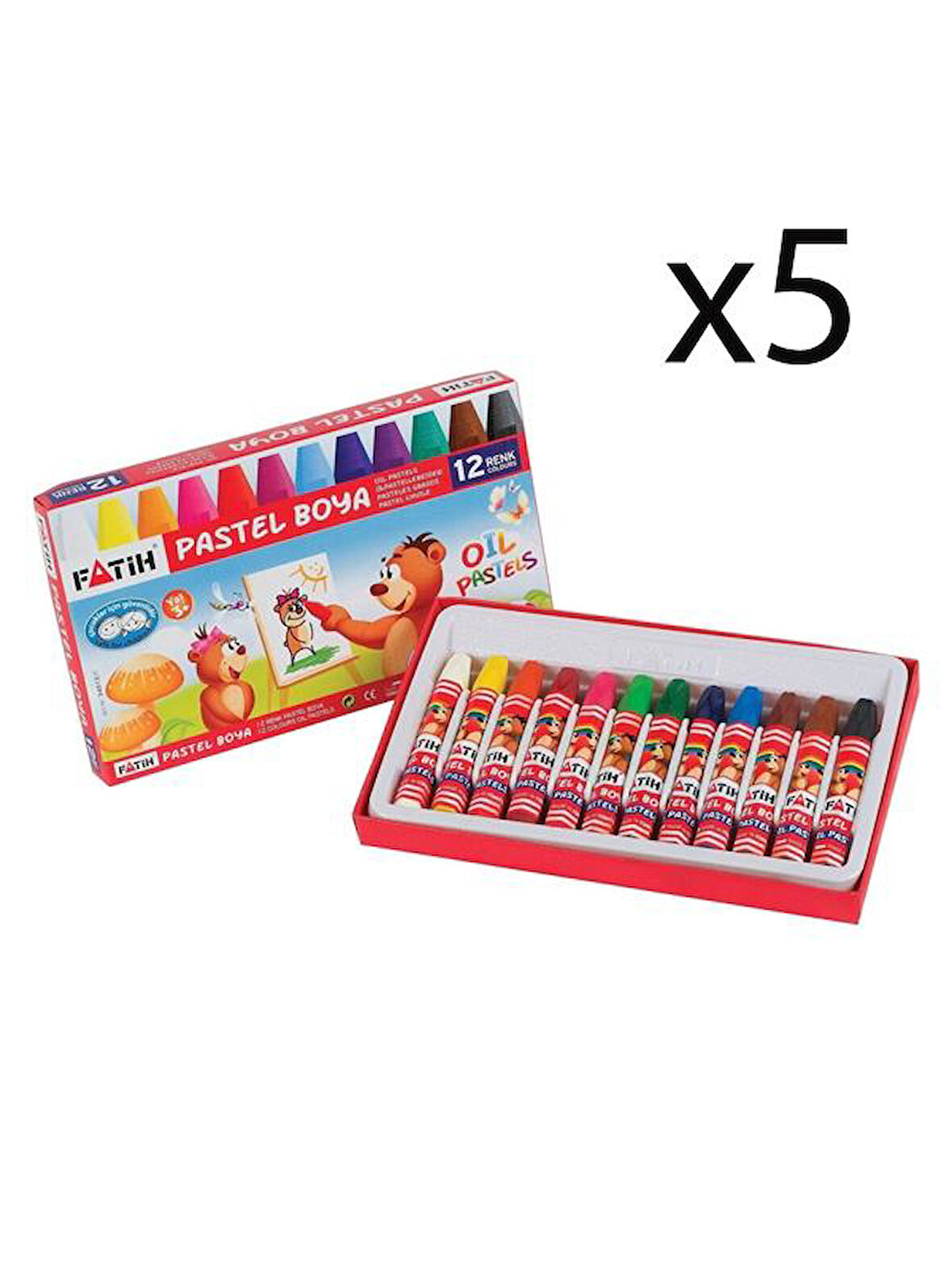 Fatih Pastel Boya 12 Renk 5 Adet