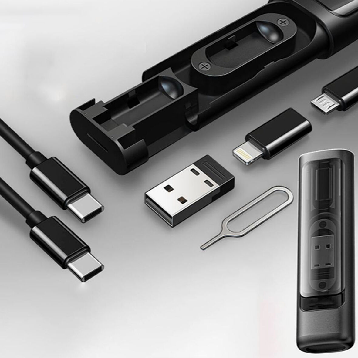 Petinka Cep Tipi Kablo Seti Bas Aç 60W Type-C, İphone Şarj Micro USB Hızlı Şarj Data Set 