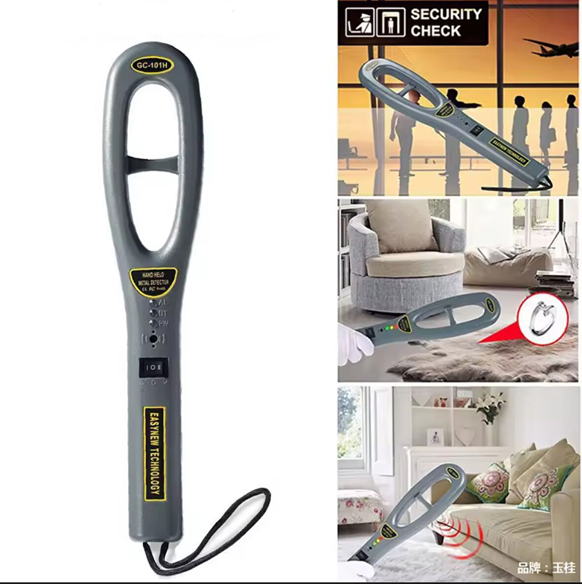 PROFESYONEL GÜVENLİKÇİ EL TİPİ ÜST ARAMA ALTIN METAL ARAMA DEDEKTÖRÜ HAZİNE ARAMA EL TİPİ GC-101H