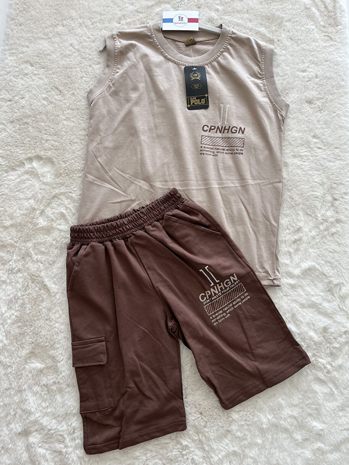 11 Yazılı Sıfır Kollo Şortlu Erkek Çocuk  Takım