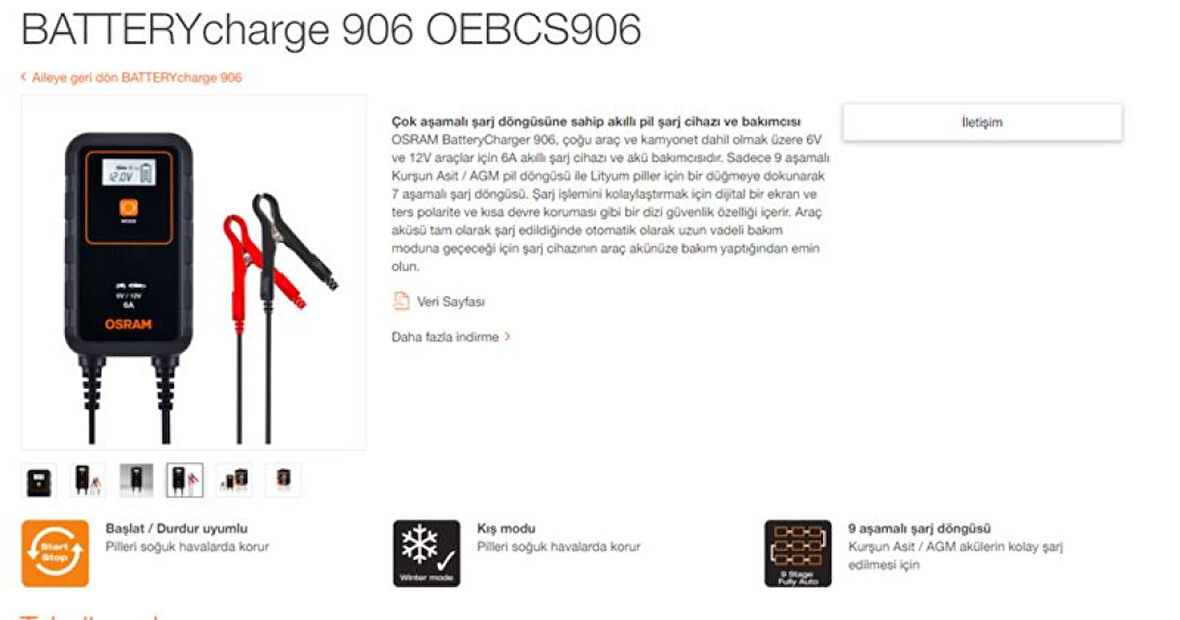 Unıversal Aku Sarj Cihazı Maxımum 6 Amper 6-12 V - Osram Oebcs906