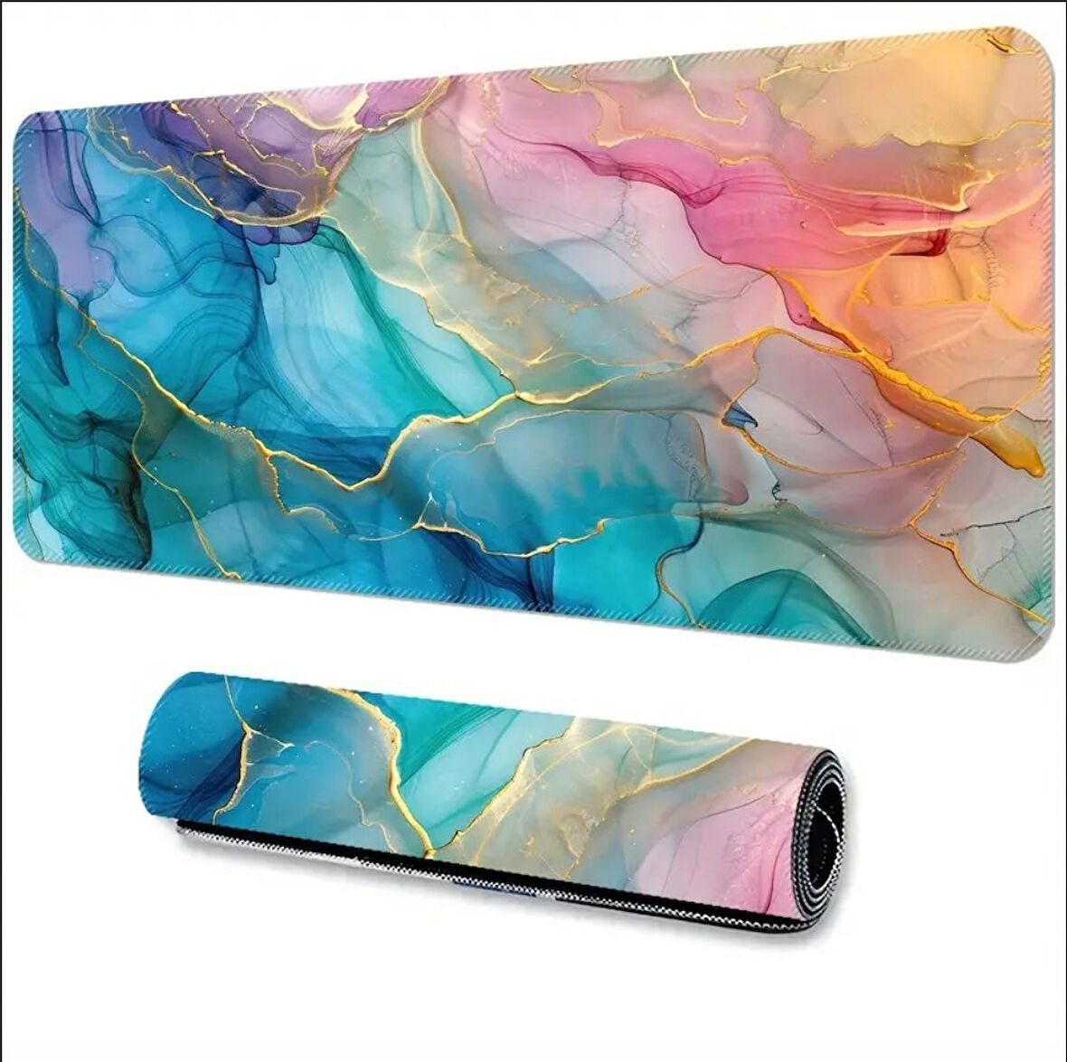 70X30 CM  RENKLİ MERMER TEMALI KAYDIRMAZ TABAN SPEED YÜZEY OYUNCU MOUSE PAD GAMİNG