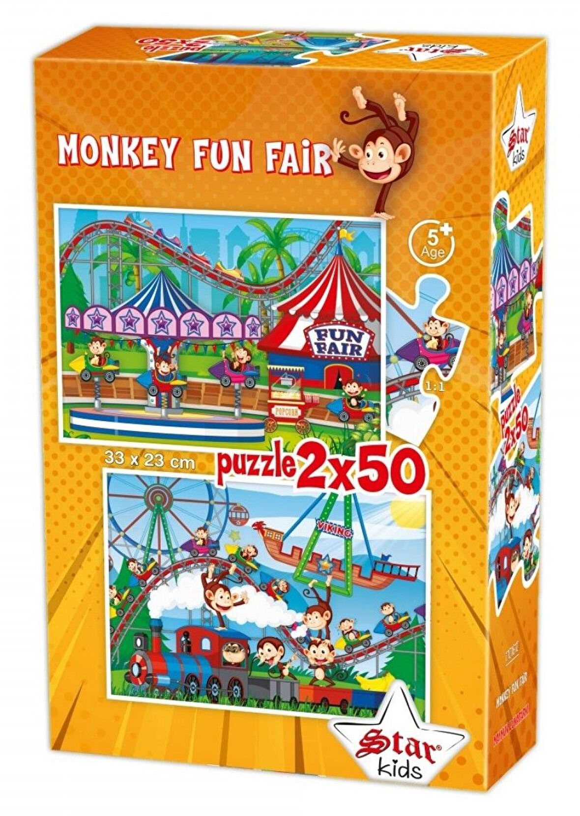 Star Puzzle 2x50 Parça Çocuk Puzzle - Maymun Lunaparkı