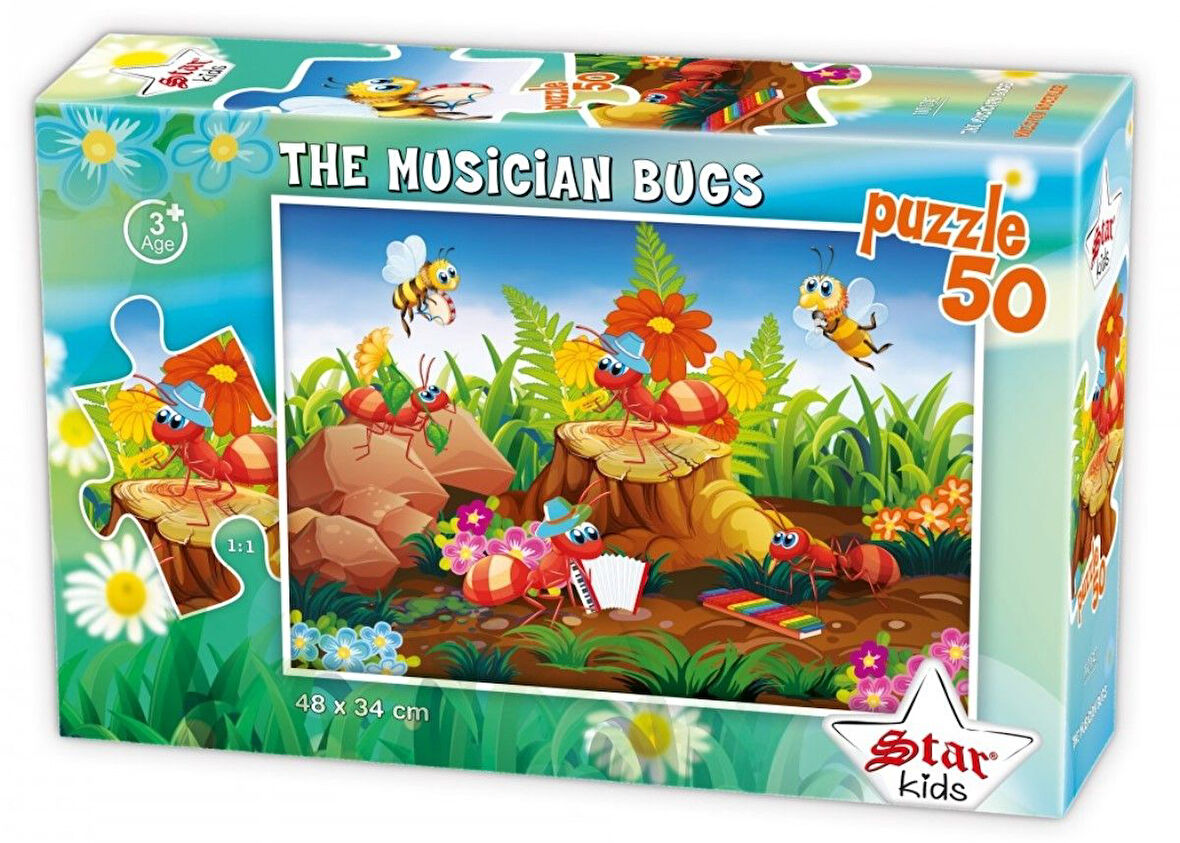Star Puzzle 50 Parça Müzisyen Böcekler Çocuk Puzzle