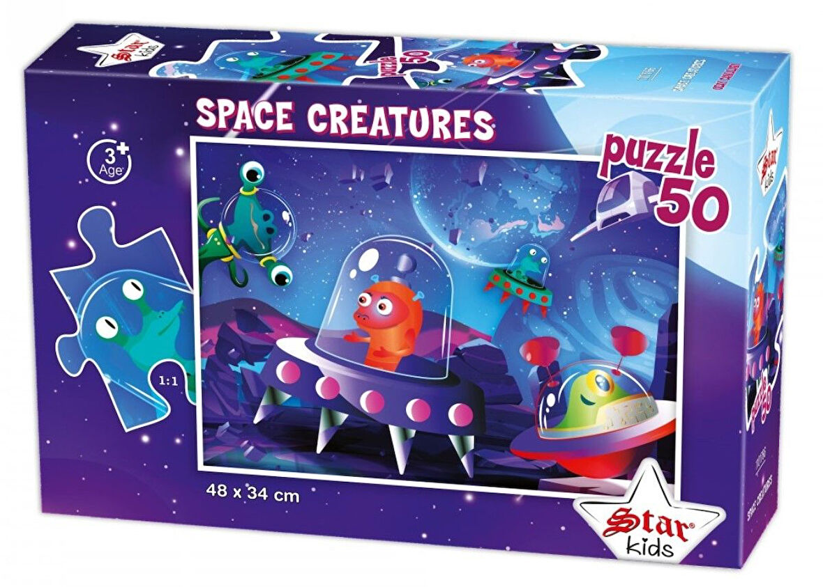 Star Puzzle 50 Parça Uzay Canlıları Çocuk Puzzle