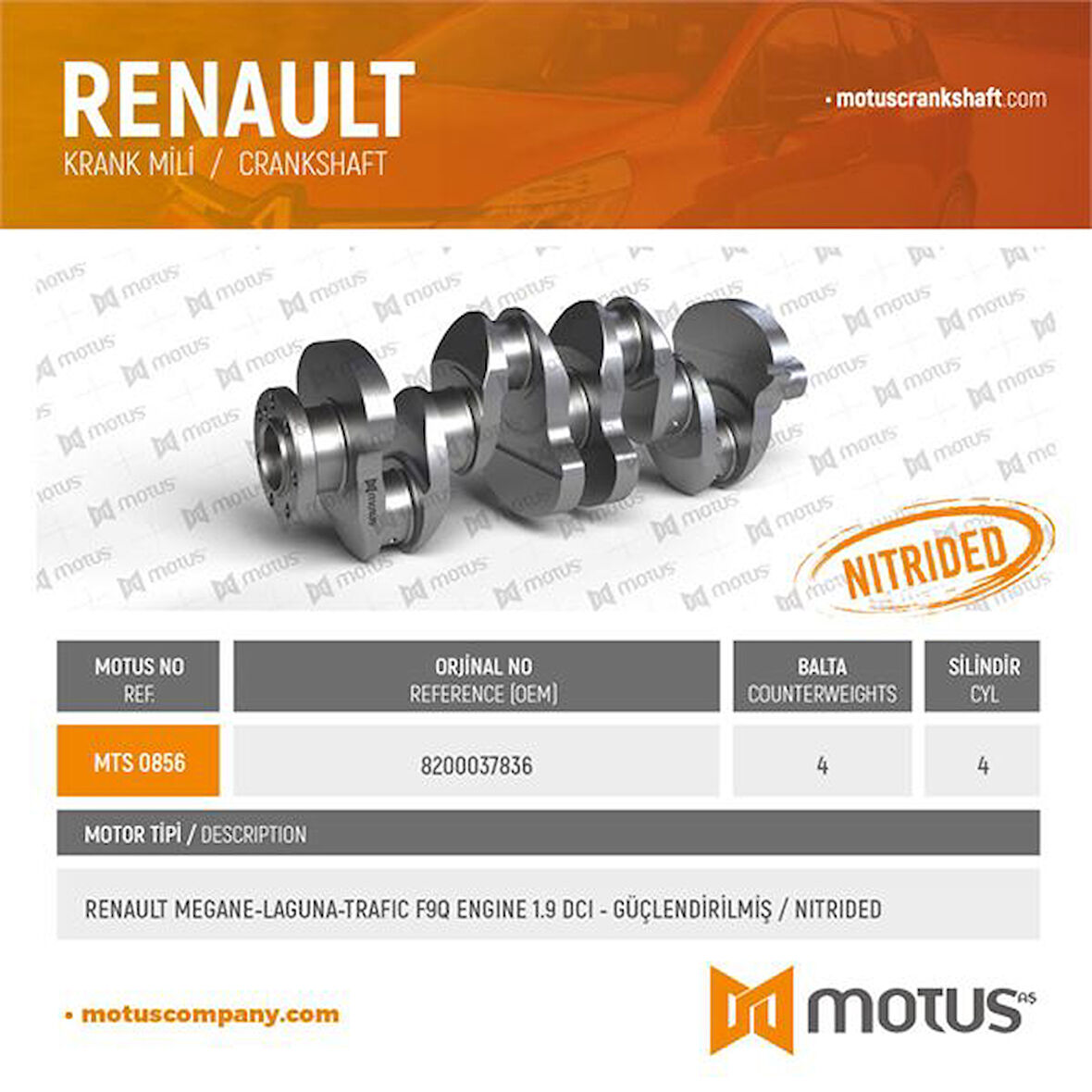 Renault Krank Trafıc CDI F9q - Motus 856