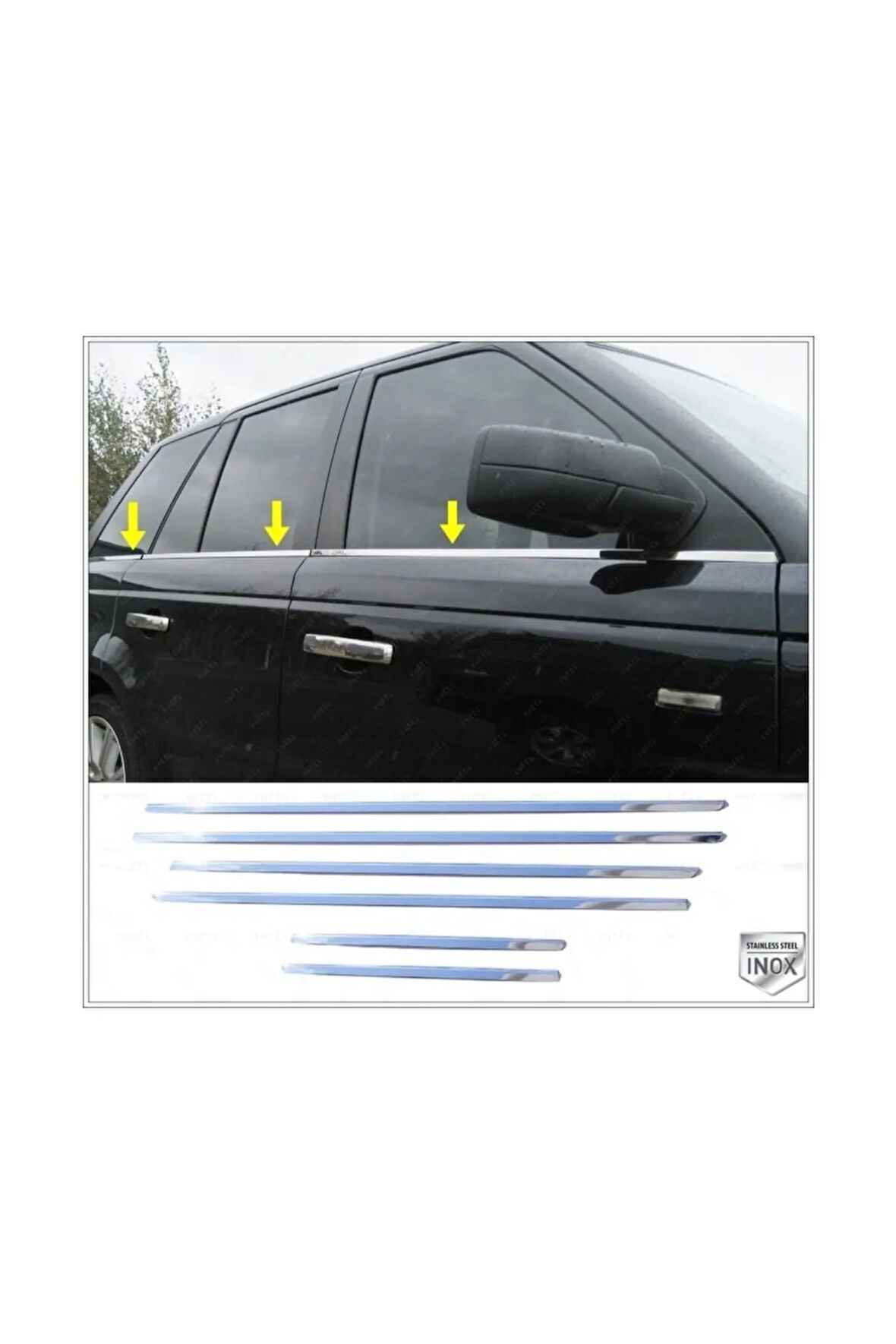 Land Range Rover 3 L322 Krom Cam Çıtası 6 Parça 2002-2012 Arası Paslanmaz Çelik