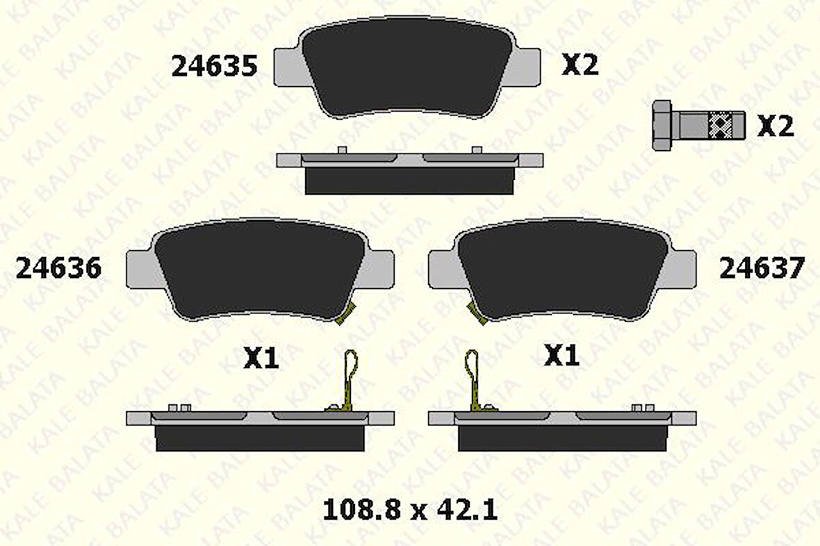 Honda Arka Fren Balatası Honda Cr-V 2.0 I-Vtec 07>12 / Cr-V 1.6 I-Dtec 12> - Kale B 24635 165 15 Ans