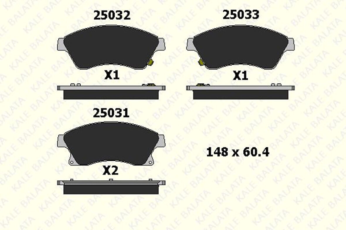 Opel On Fren Balatası 15 İnch Astra J Cruze Aveo T300 - Kale B 25031 188 05 Ans