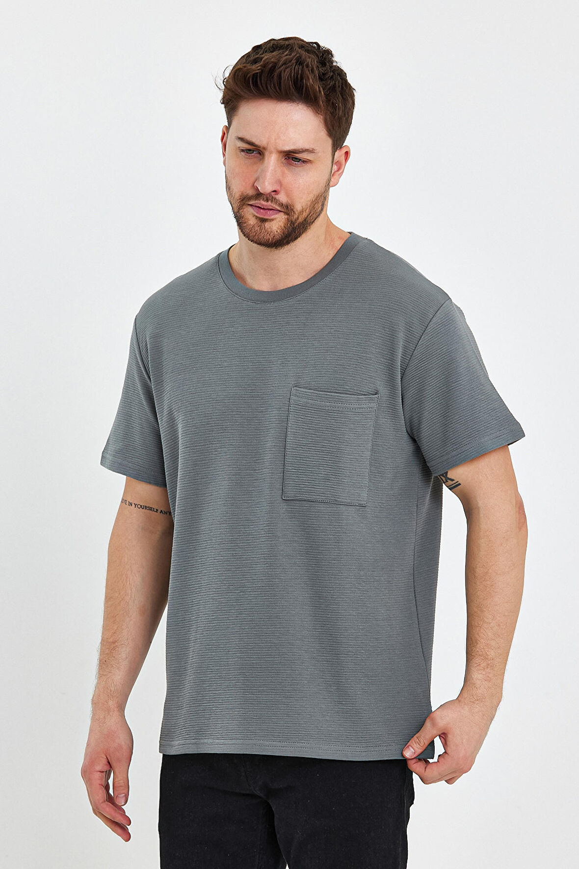 Rodi Bisiklet Yaka Cepli Ottoman Relax Fit T-Shirt  RD23YE272305