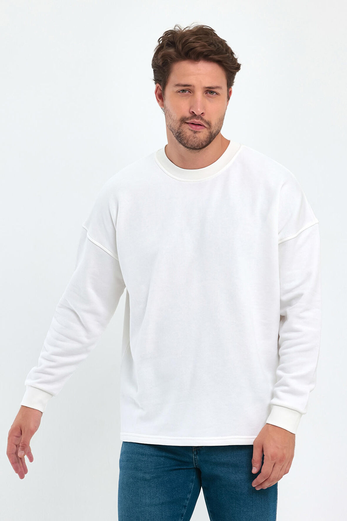 Rodi 3 İplik Şardonsuz Bisiklet Yaka Sweatshirt RD24KE055407