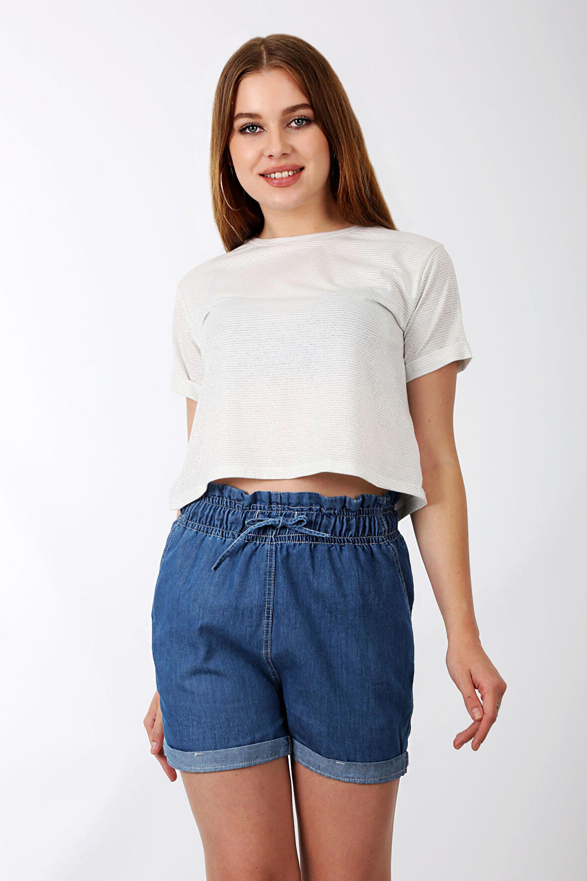 Rodi Kadın Beli Lastikli Denim Şort RD23YB145316