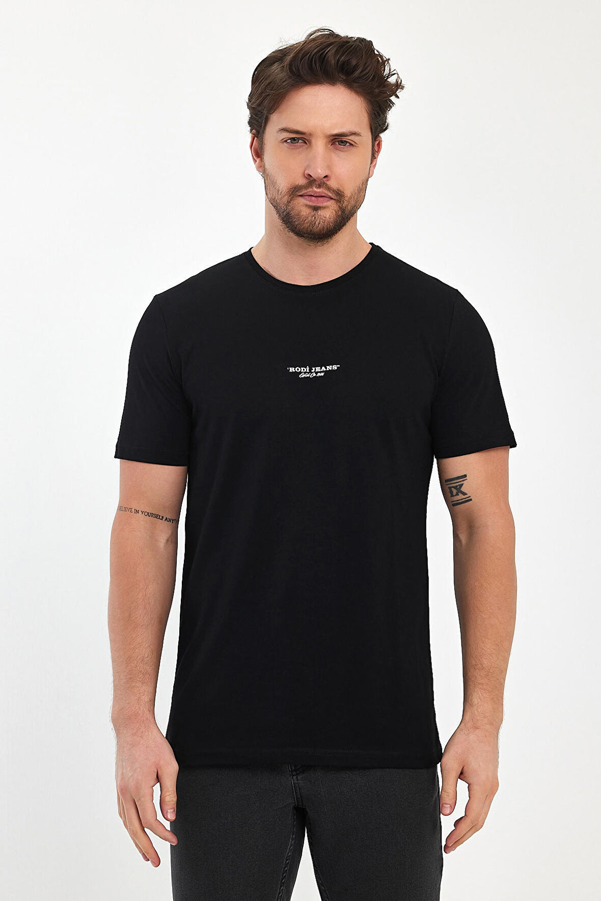 Rodi Erkek Önü Rodi Baskılı  Bisiklet Yaka T-shirt RD24YE002757