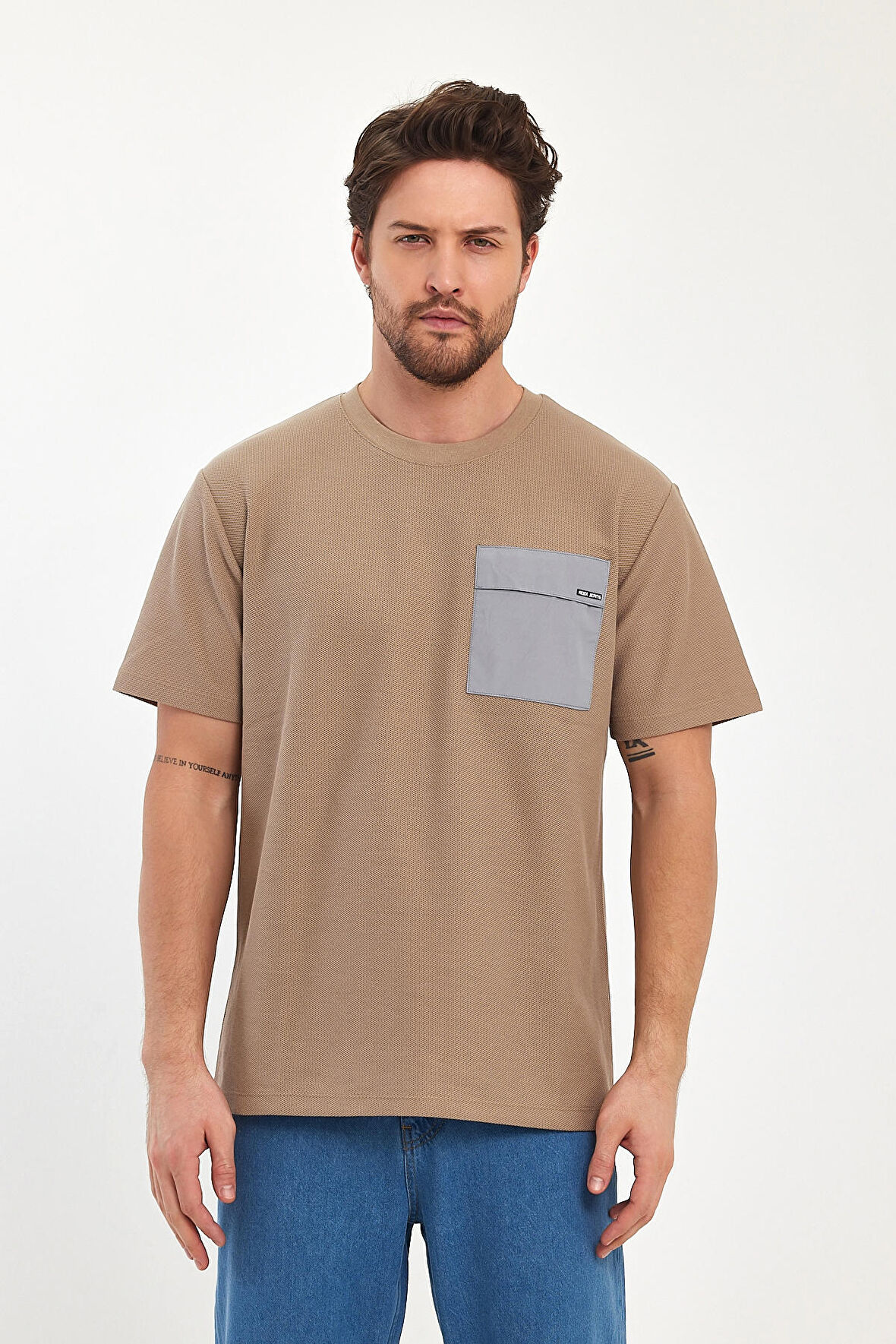 Rodi Erkek Önü Tek Cep Baskılı Bisiklet Yaka T-shirt RD24YE002351