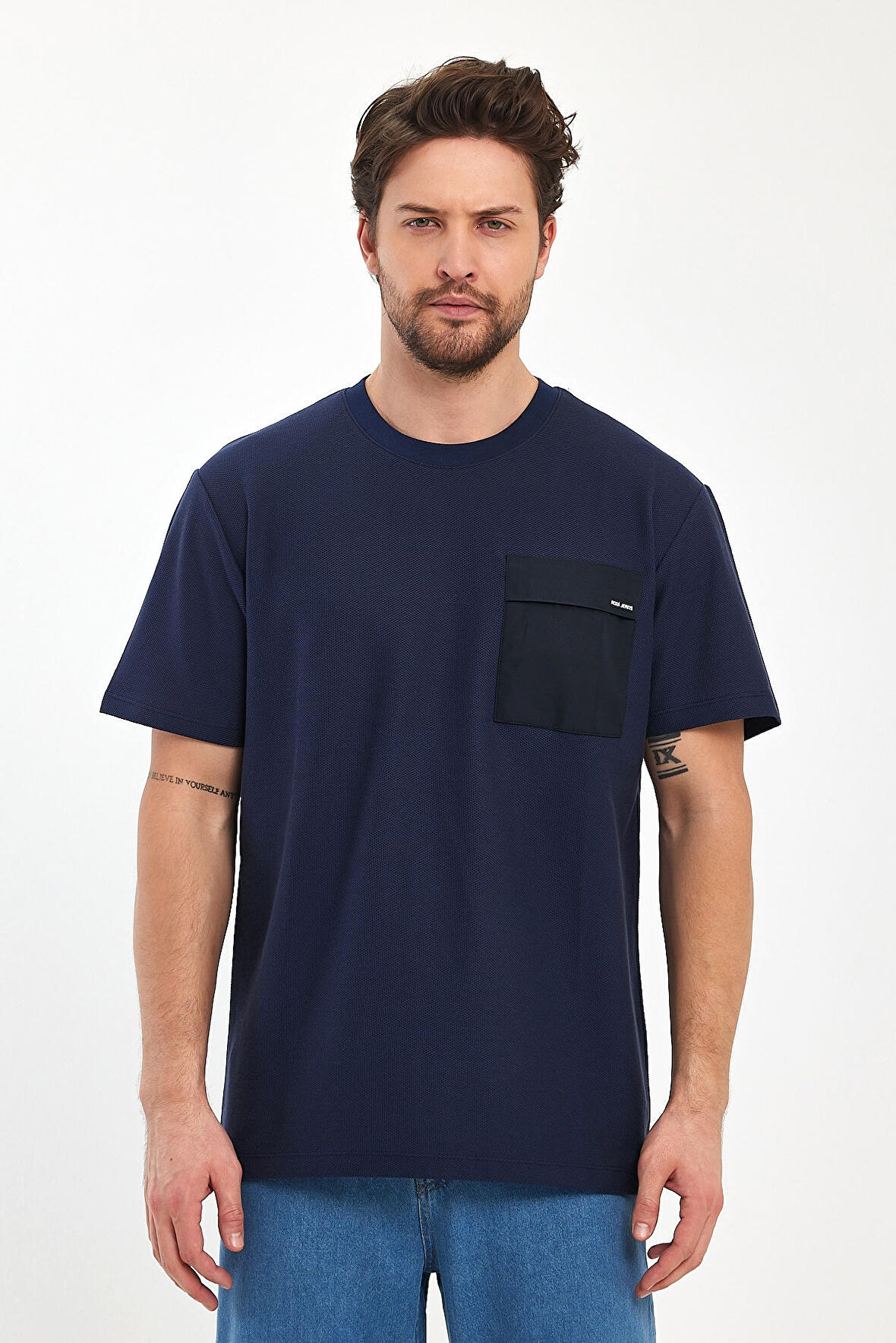 Rodi Erkek Önü Tek Cep Baskılı Bisiklet Yaka T-shirt RD24YE002351