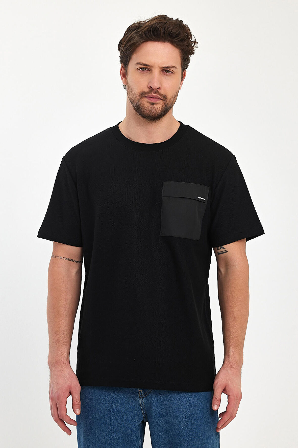 Rodi Erkek Önü Tek Cep Baskılı Bisiklet Yaka T-shirt RD24YE002351
