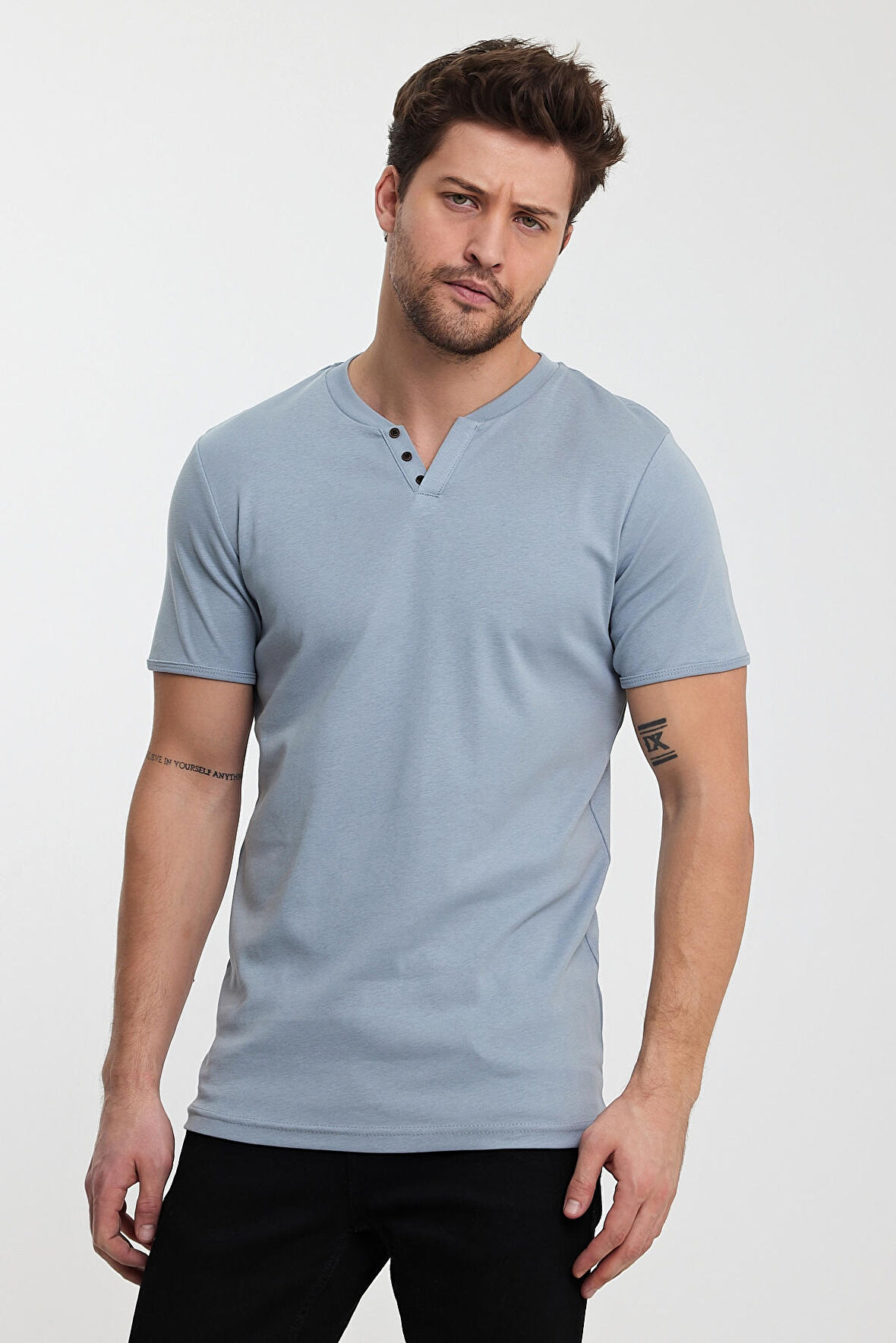 Rodi Erkek Önü Düğmeli Riabana Bisiklet Yaka T-shirt RD24YE002122