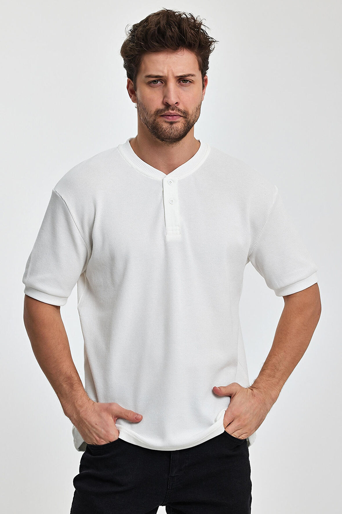 Rodi Erkek Önü Düğmeli Bisiklet Yaka T-shirt RD24YE002737