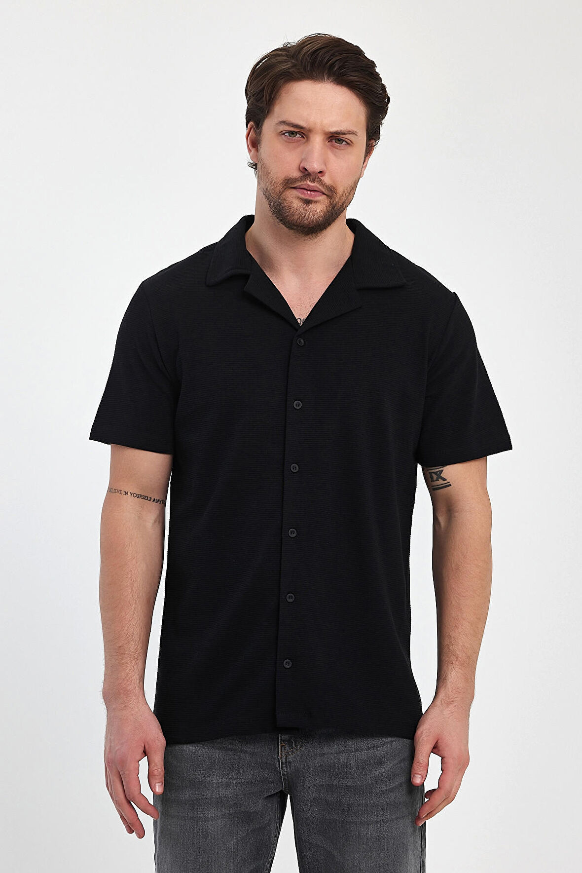 Erkek Ottoman Önü Düğmeli Gömlek T-shirt 2640