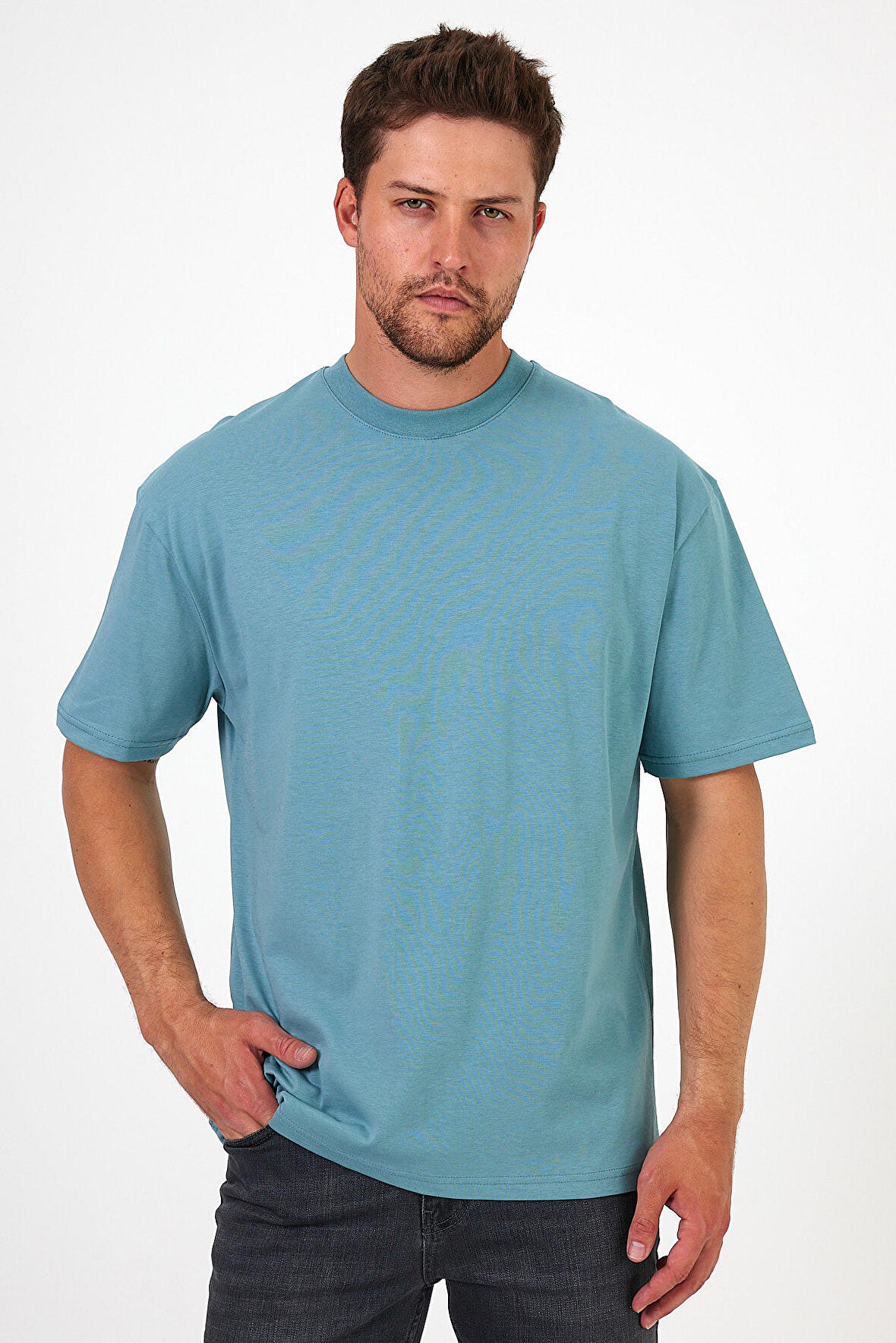 Erkek Bisiklet Yaka Los Angeles Baskılı T-shirt 7029